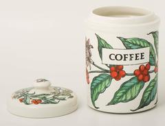 Piero Fornasetti porcelain coffee jar with cover, Italy circa 1960
