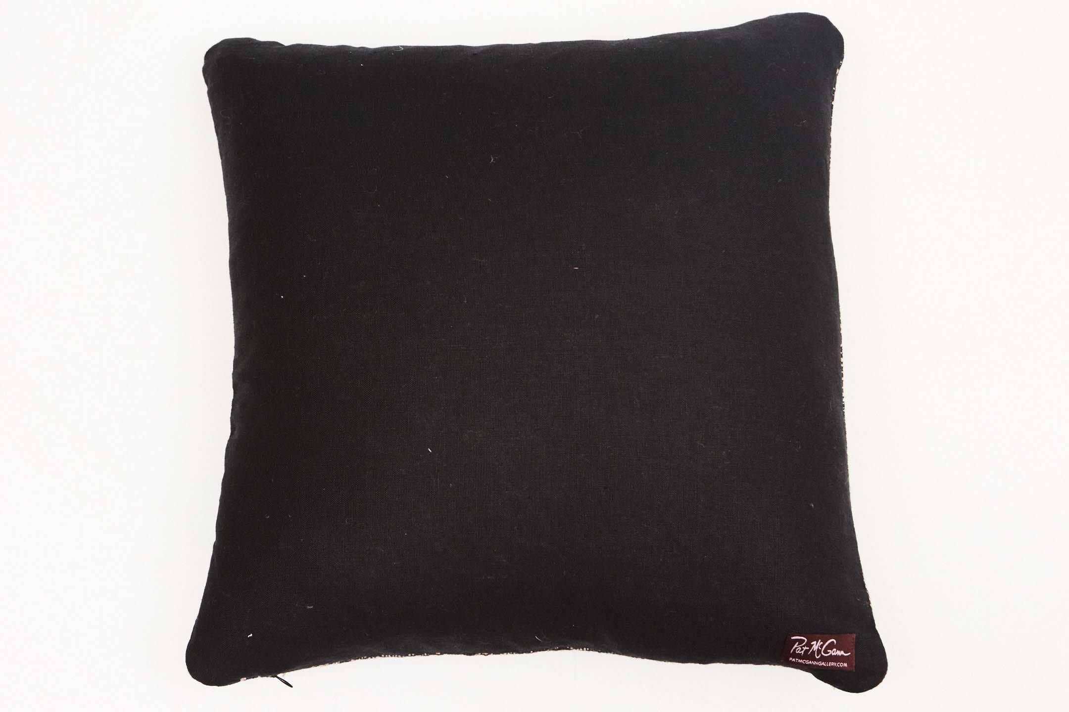 Hand-Woven Indian Handwoven Pillow in Black and Ivory