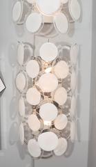 Pair of White Murano Glass Disc Sconces