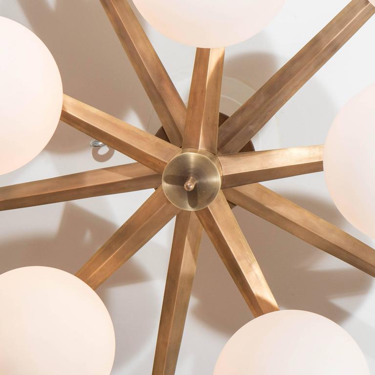 Custom Antique Brass TenGlobe Ceiling Light For Sale at 1stDibs
