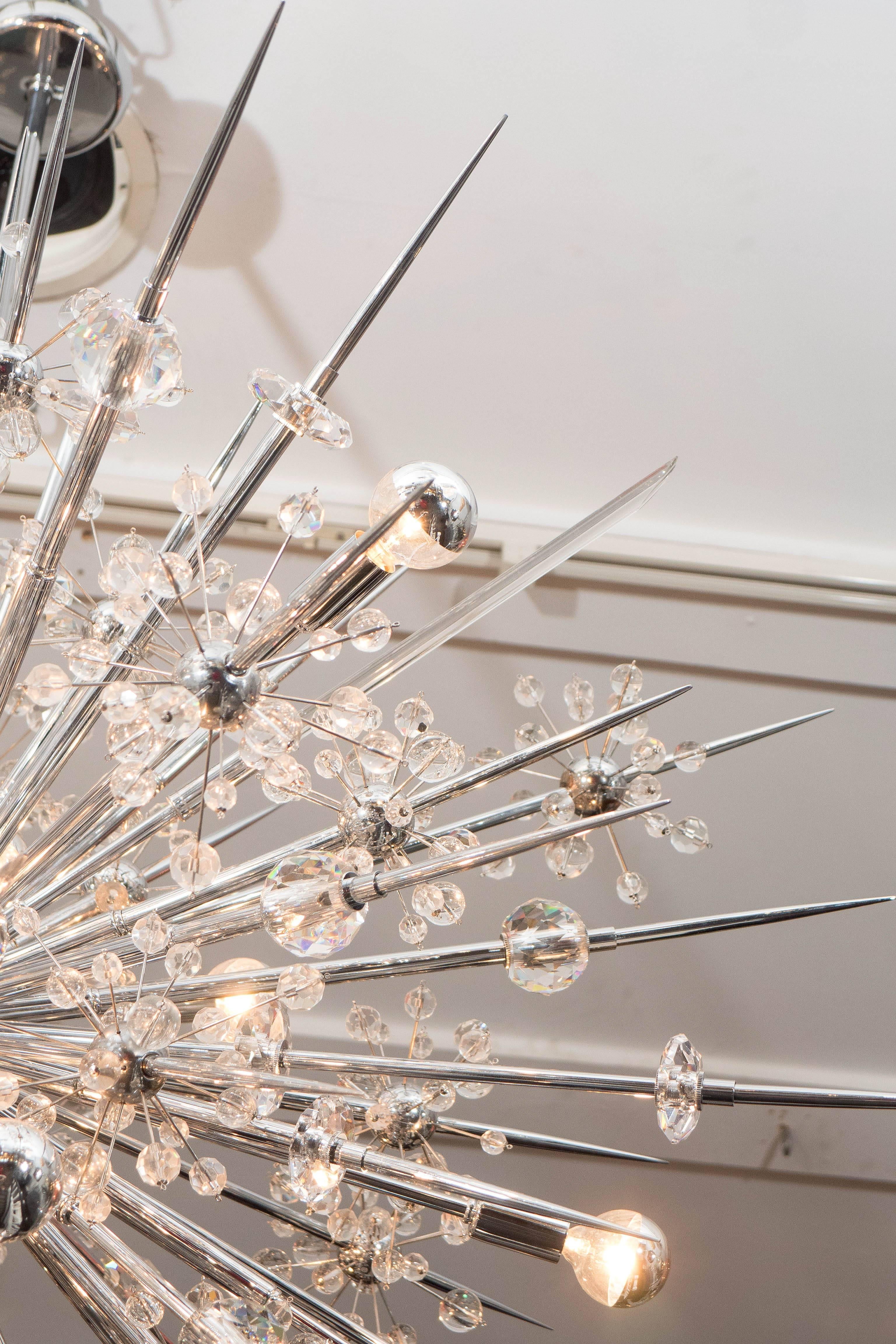 Contemporary Austrian Crystal Starburst Sputnik Chandelier