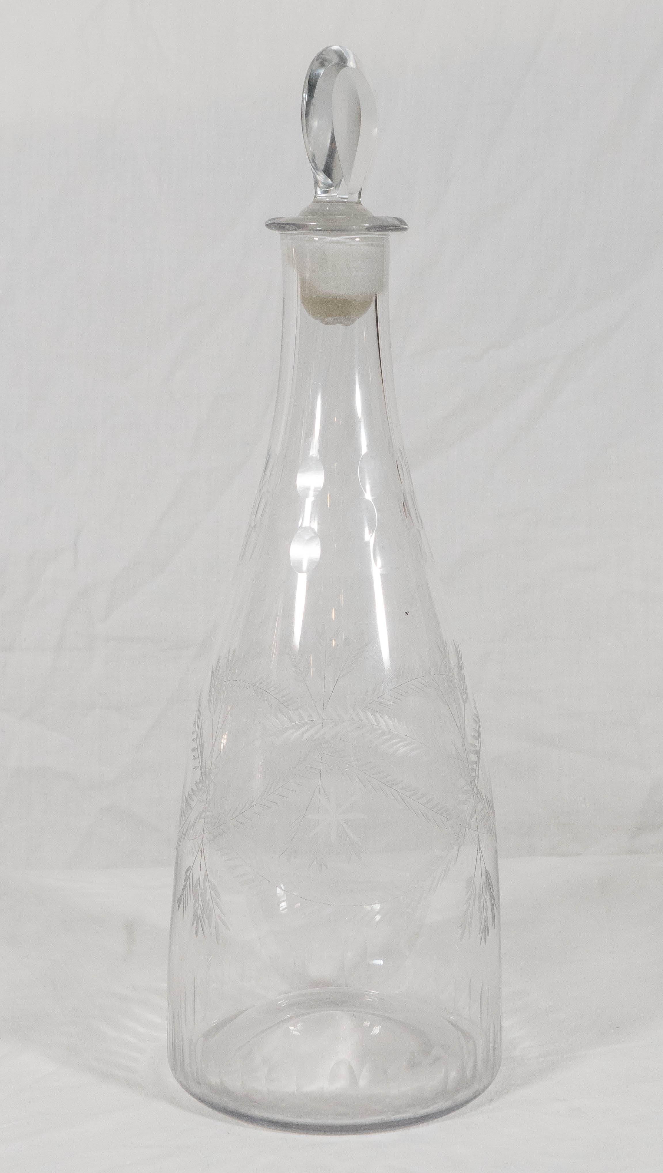 English 18th Century Engraved Glass Whisky Decanter