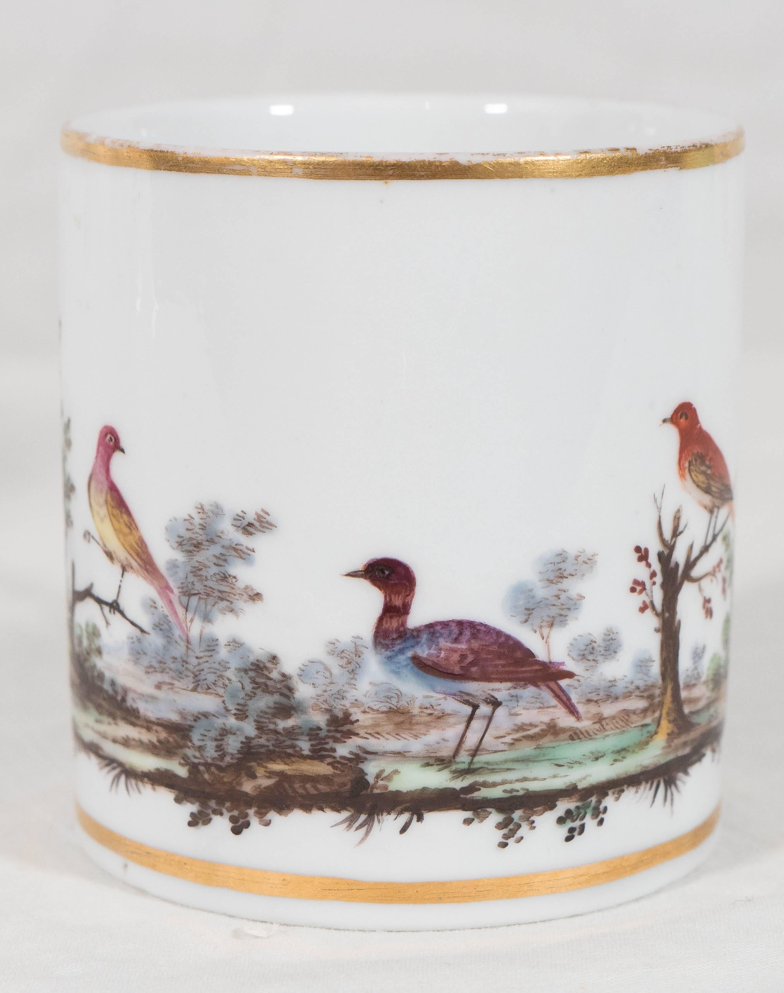 European Antique Italian Porcelain Cup Painted Birds