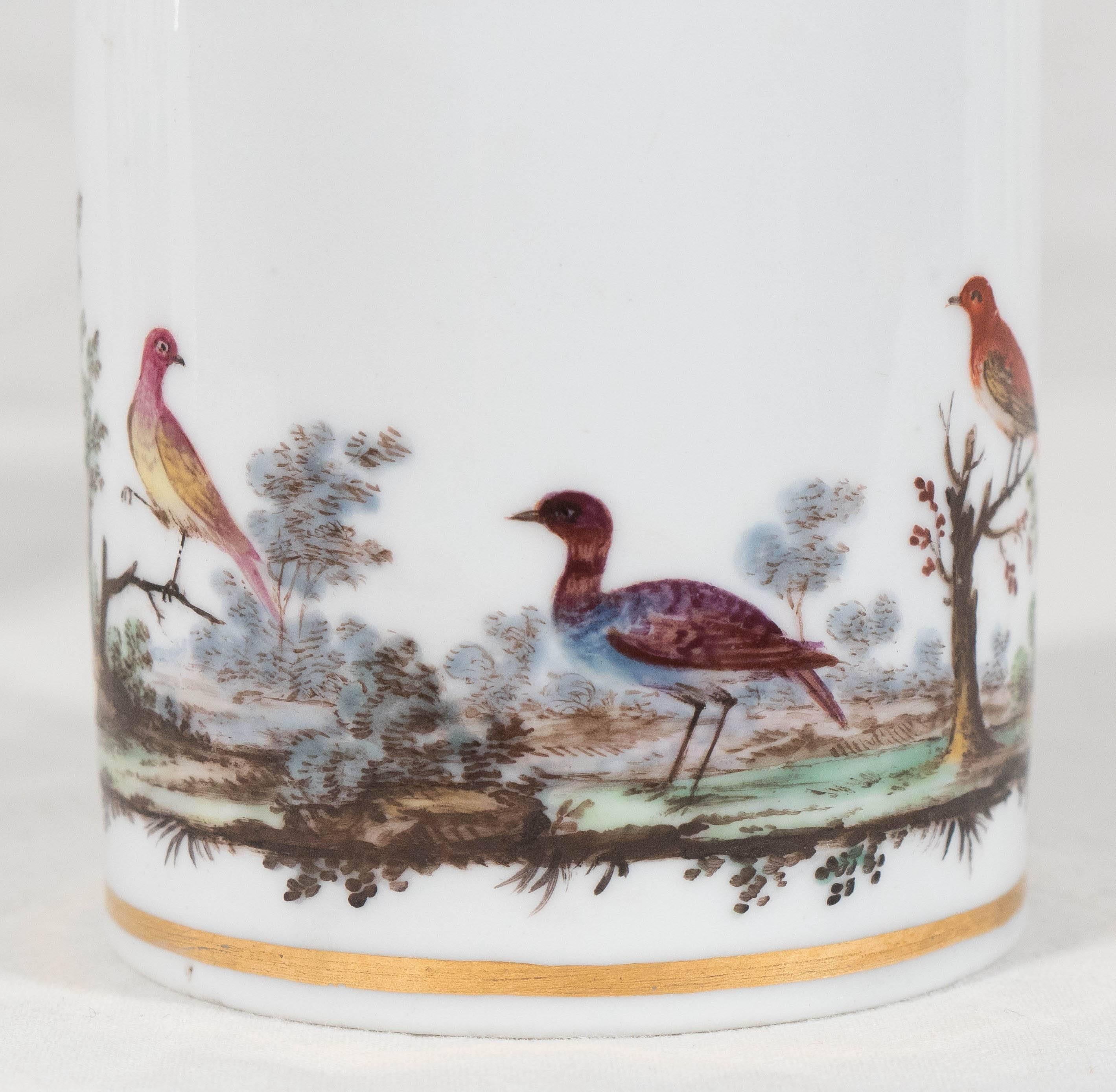 Antique Italian Porcelain Cup Painted Birds 1