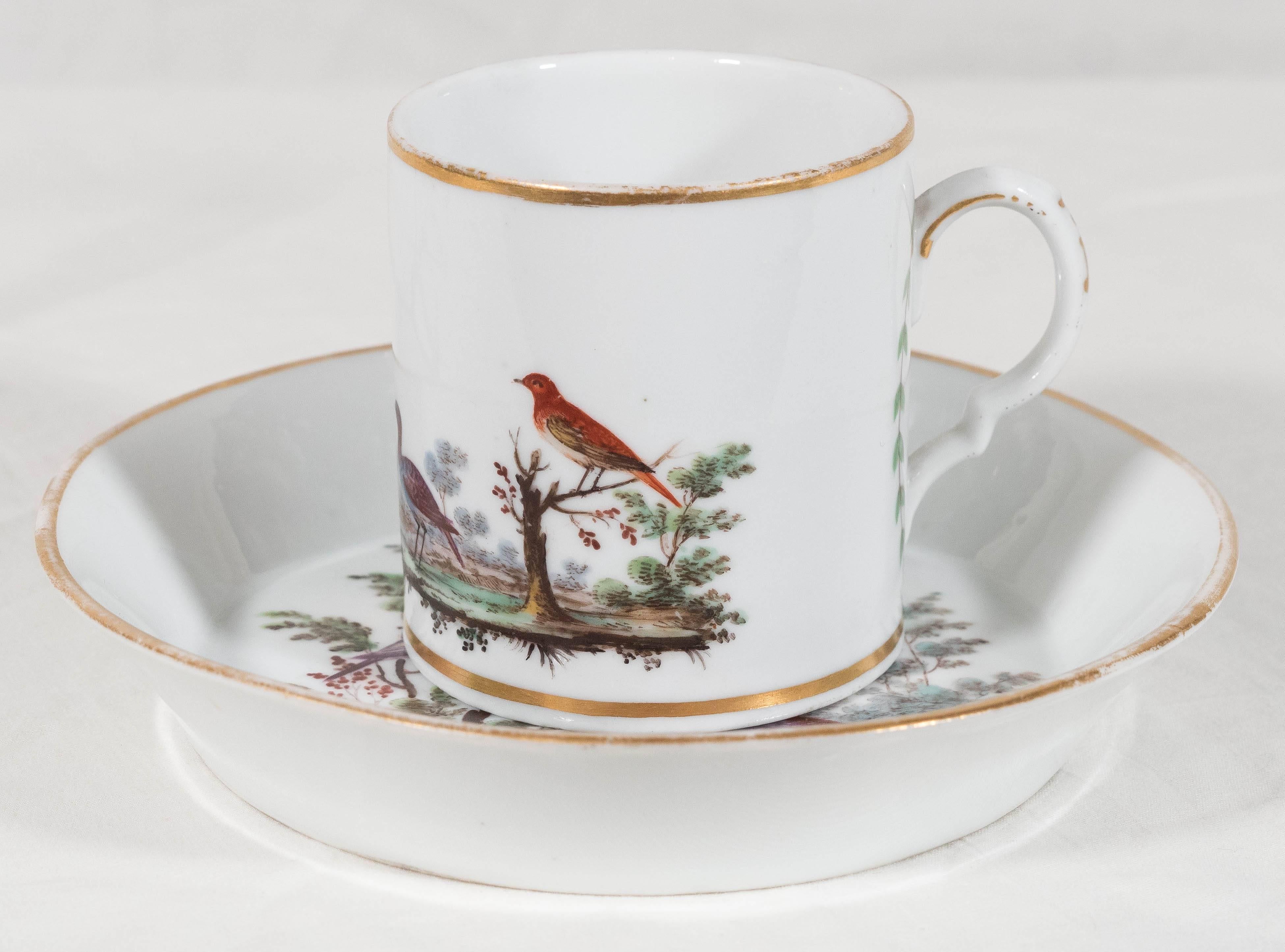 Antique Italian Porcelain Cup Painted Birds 3