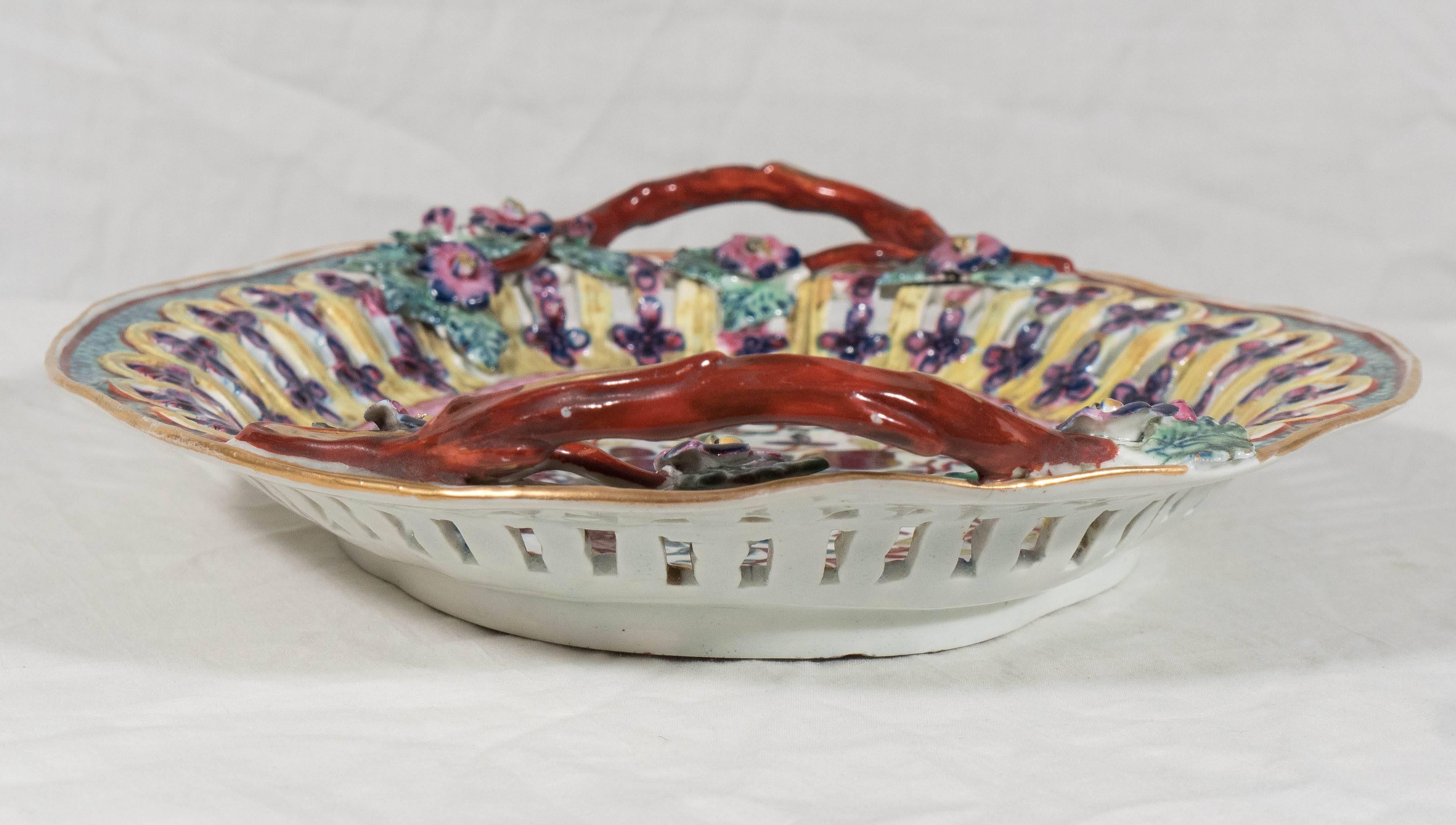 Late 18th Century 18th Century Dr. Wall Worcester Porcelain Polychrome Dish