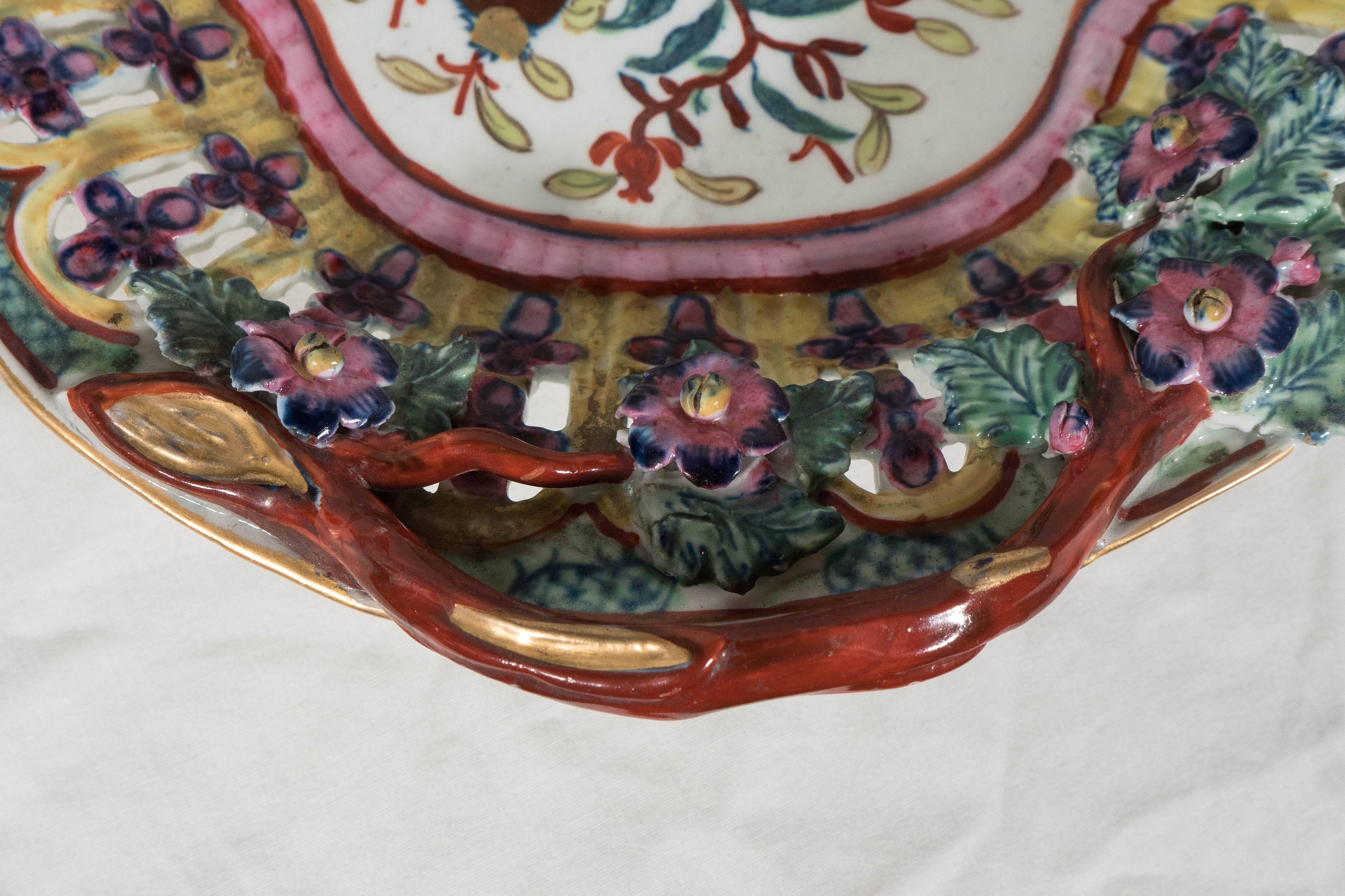 18th Century Dr. Wall Worcester Porcelain Polychrome Dish 1