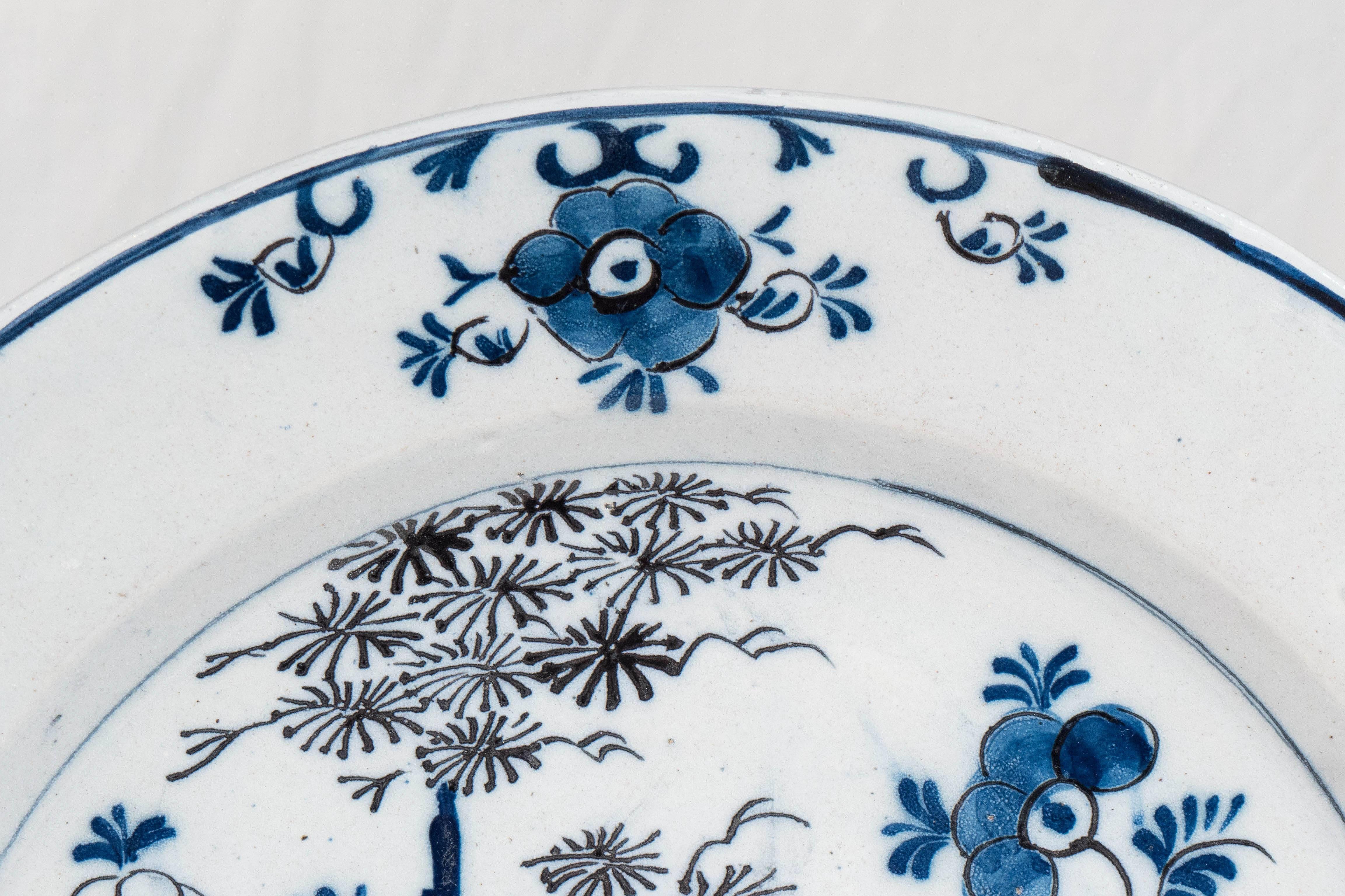 Hand-Painted Pair of Blue and White Dutch Delft Chargers