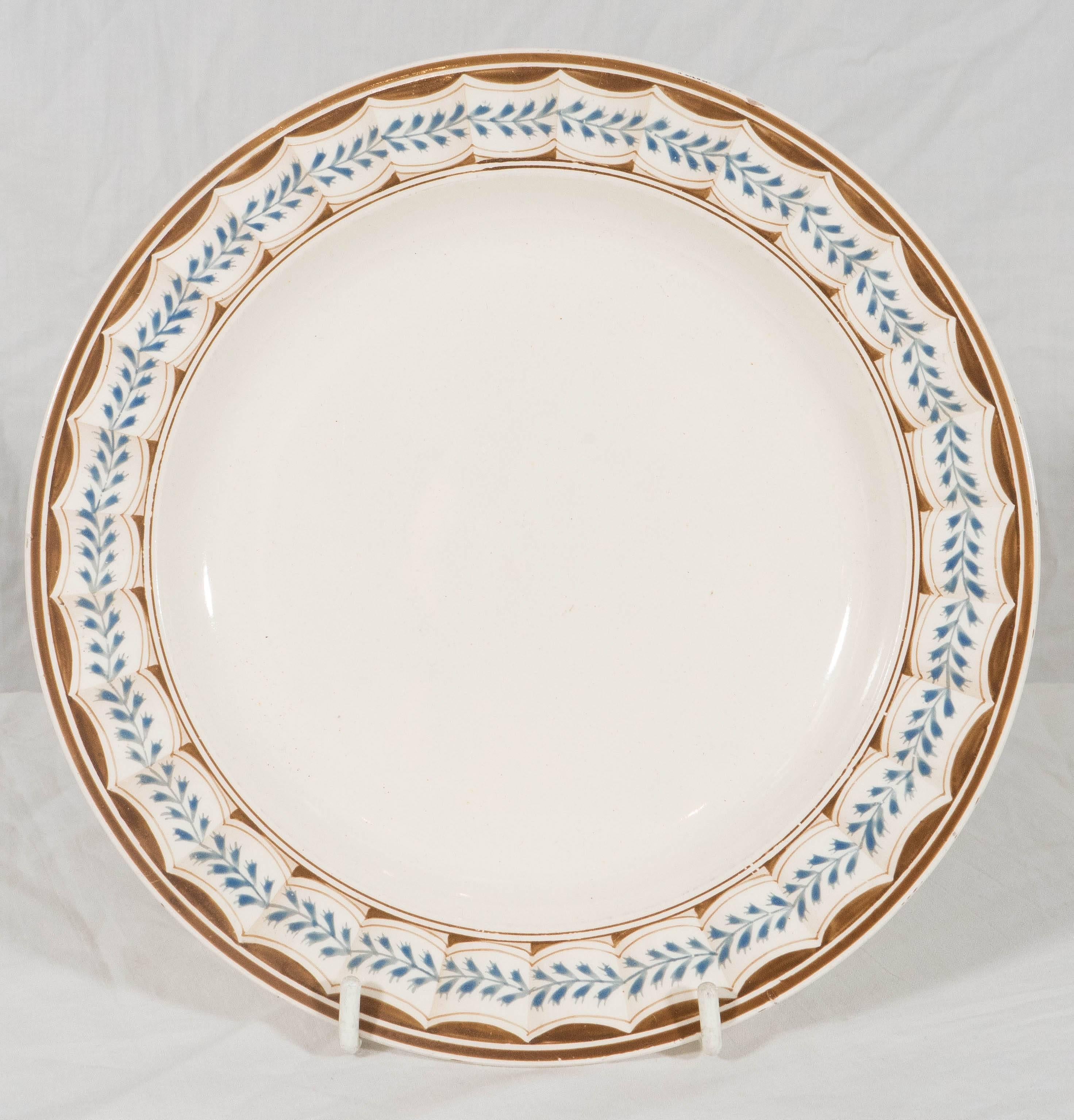 Earthenware Four Wedgwood Creamware Dishes in the Lag and Feather Pattern