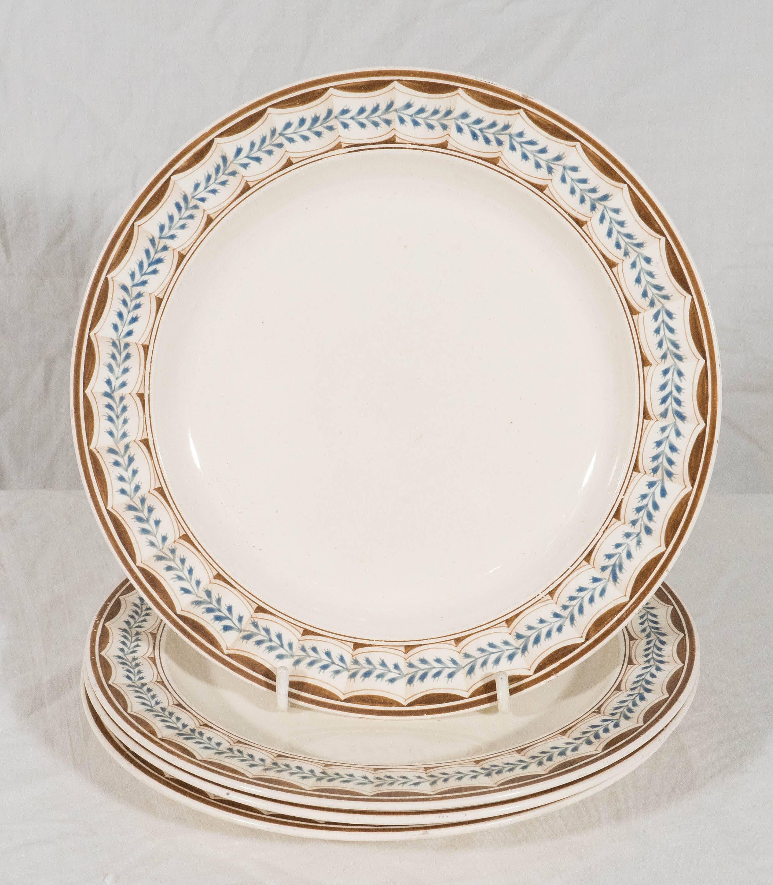 Four Wedgwood Creamware Dishes in the Lag and Feather Pattern 1