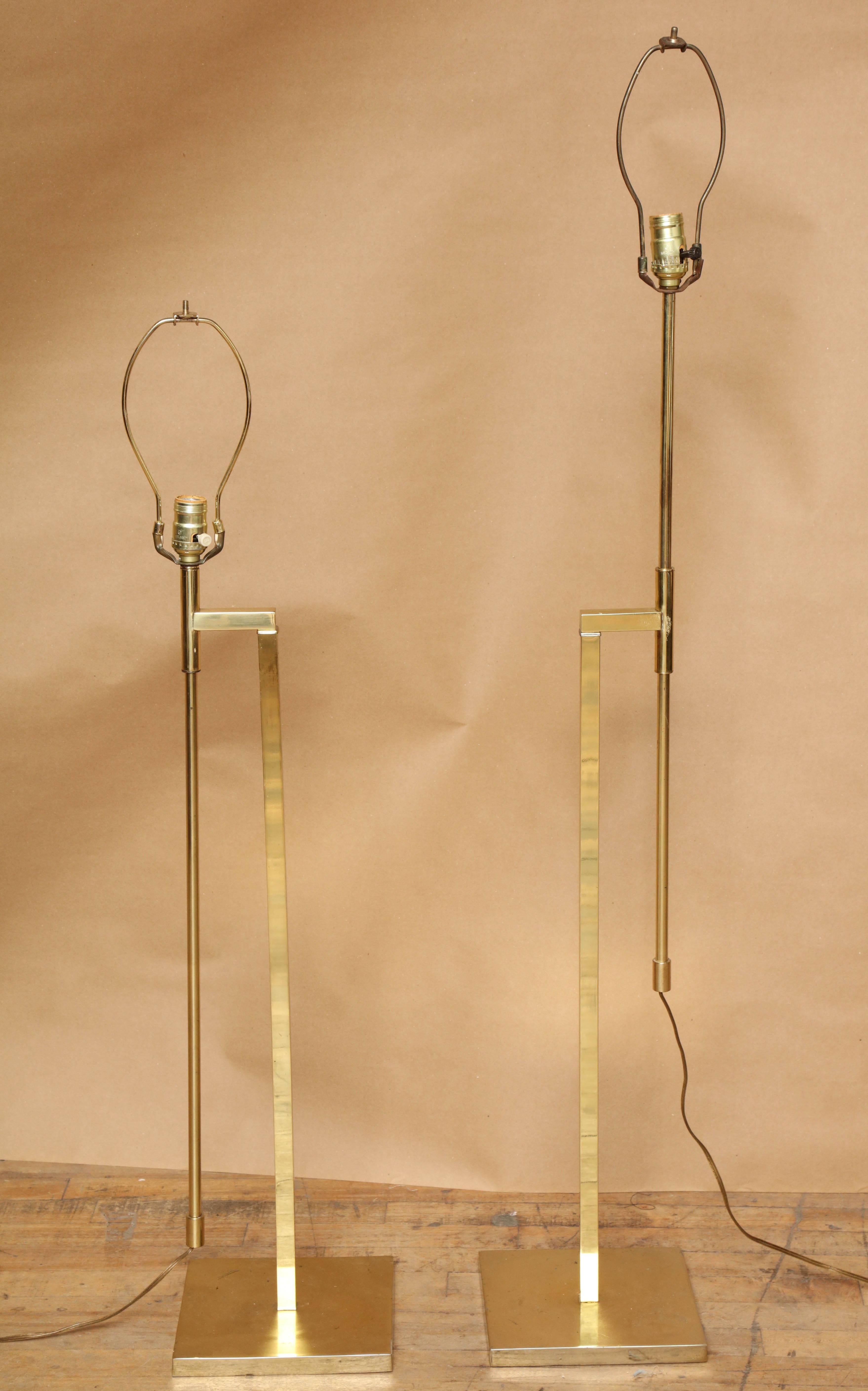 Mid-Century Modern Pair of 1950s Brass Adjustable Floor Lamps