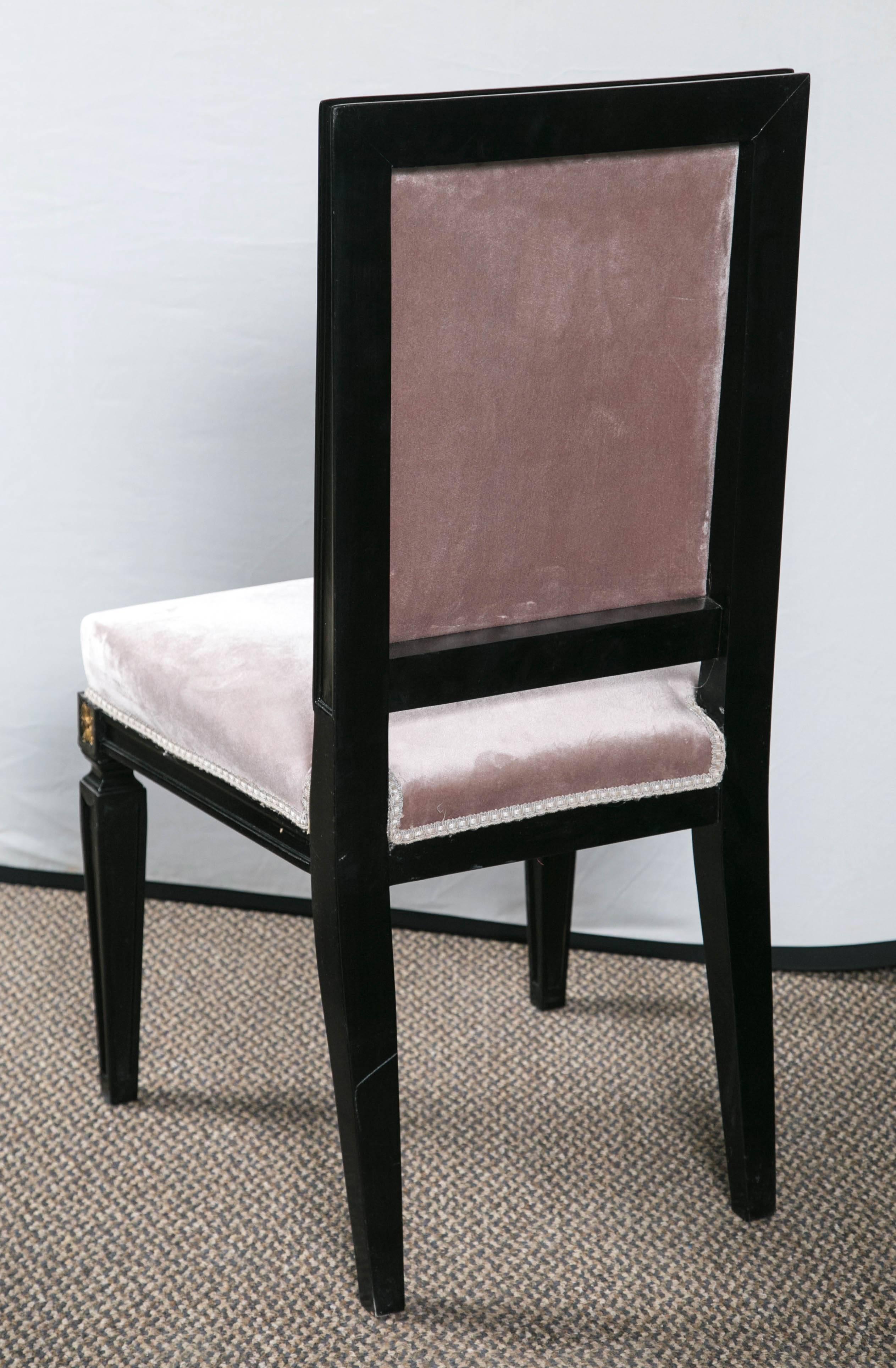 Late 20th Century Set of 12 Mason Jansen Style Ebonized Dining Chairs Hollywood Regency Style