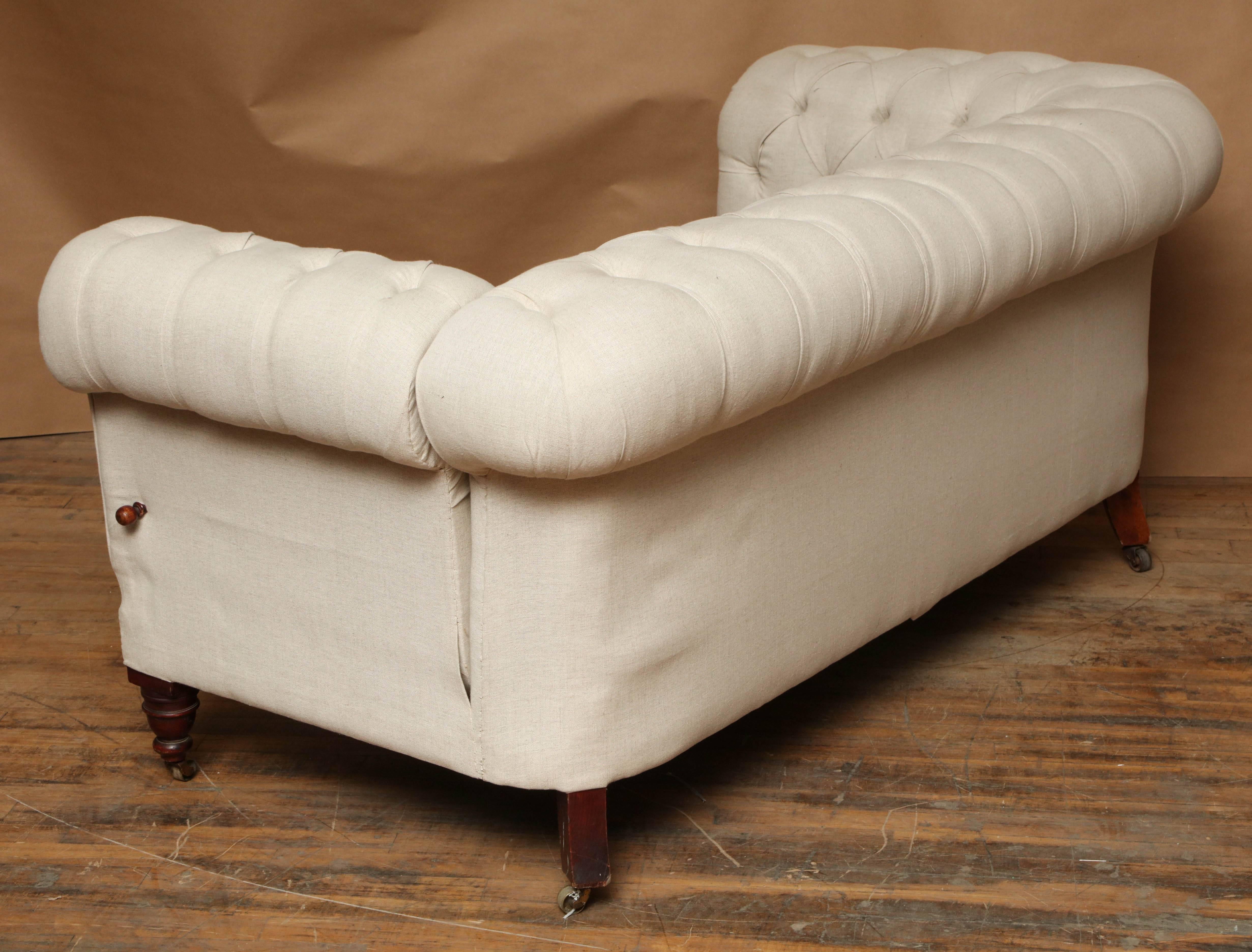 1920s Chesterfield Sofa with Collapsible Arm 2