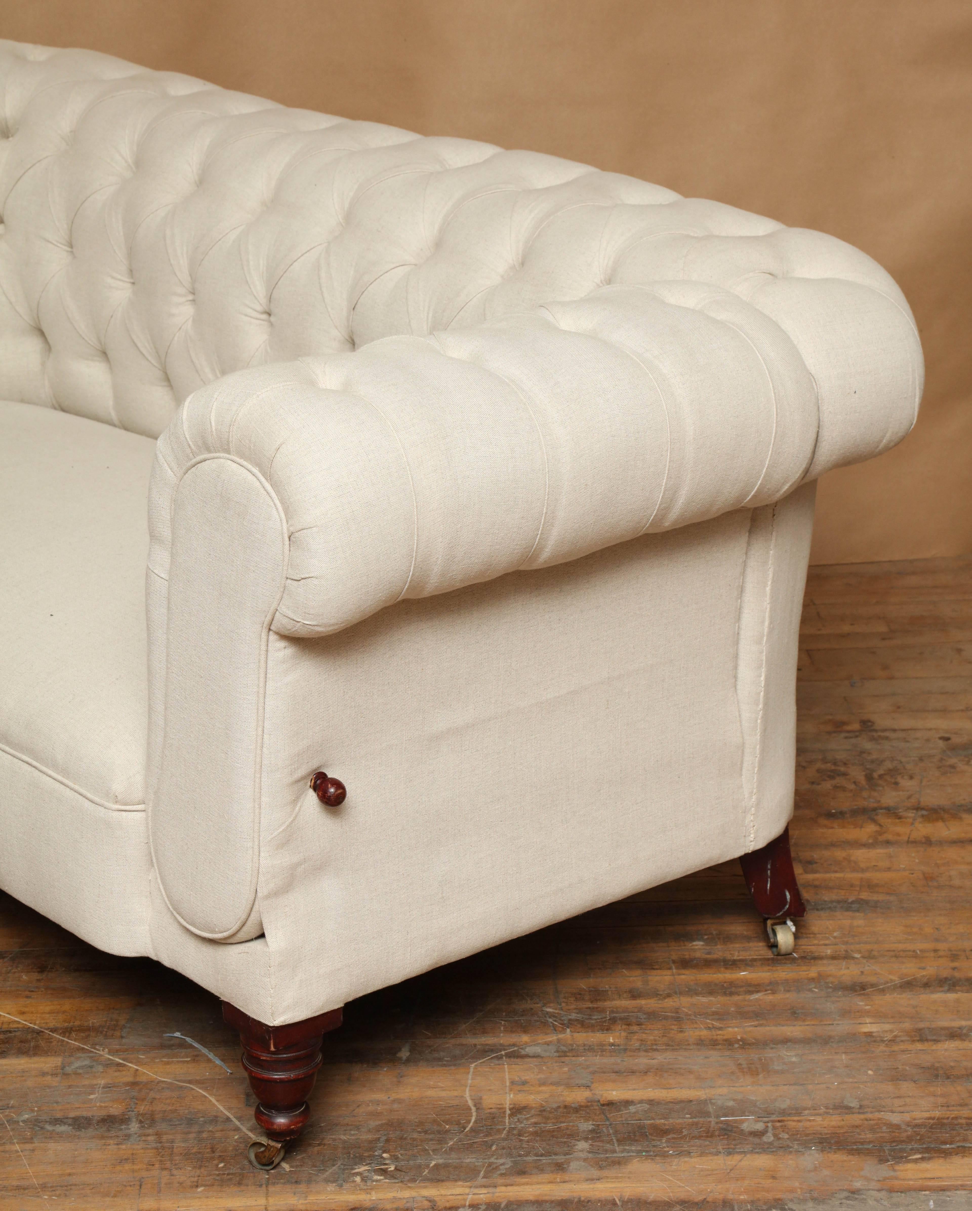 1920s Chesterfield Sofa with Collapsible Arm 3