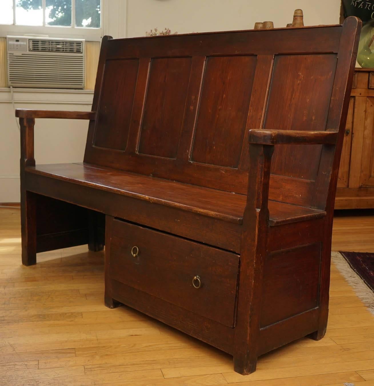 Early 19th Century Welsh Bench with One Drawer