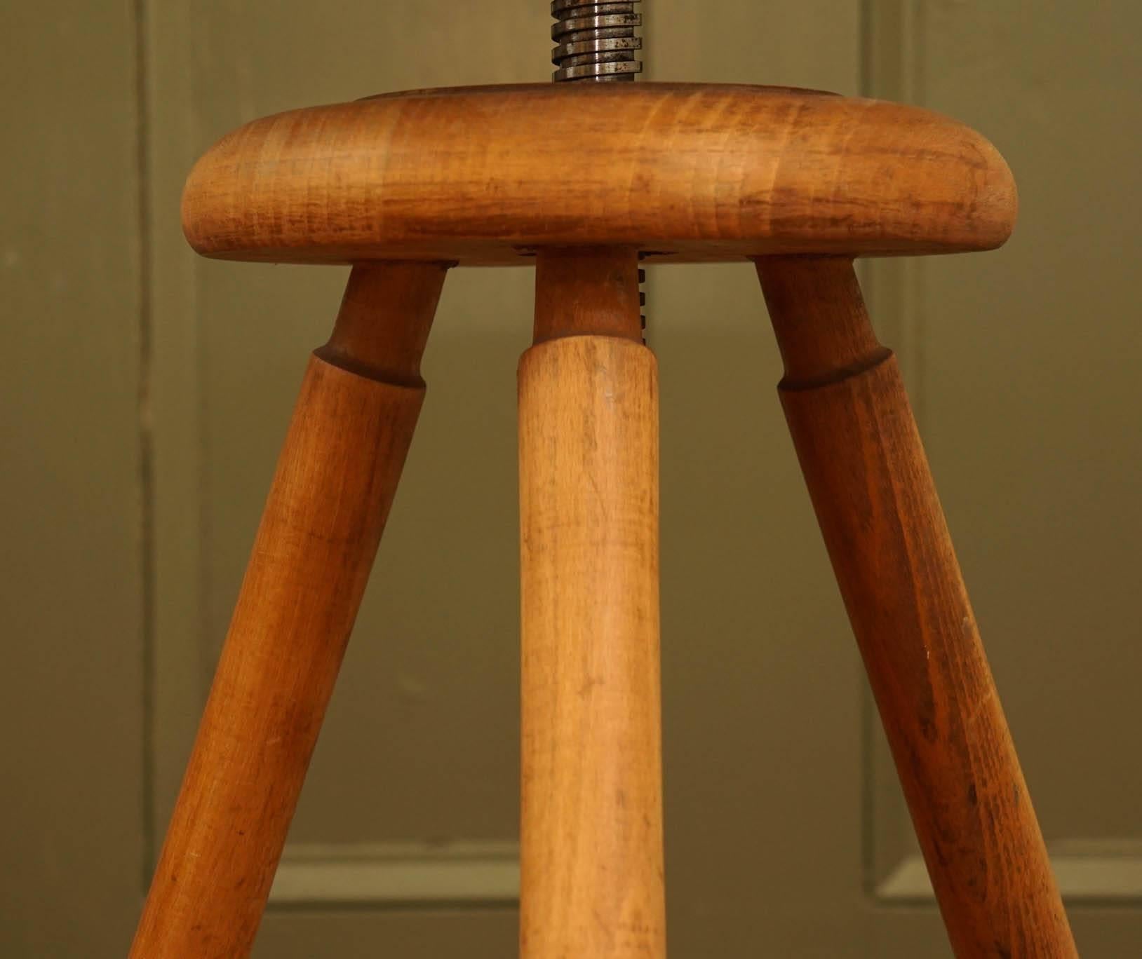 Early 20th Century Adjustable Industrial Stool