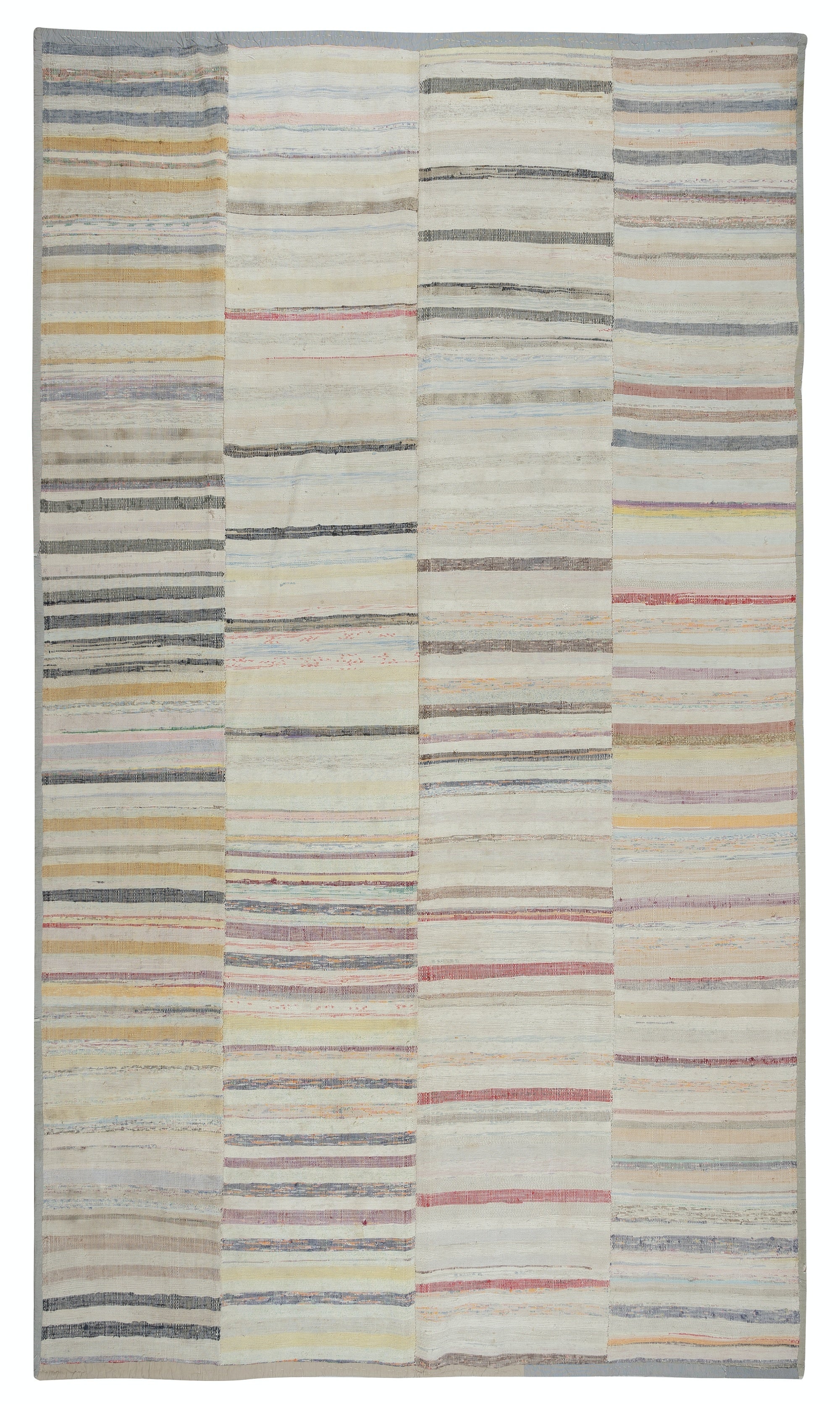 6.8x11.2 ft Adjustable Handwoven Turkish Rag Rug, Colorful Vintage Cotton Kilim