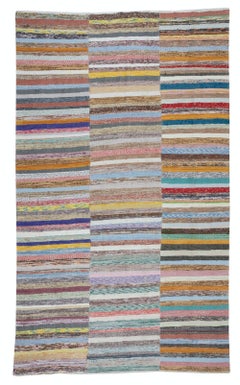 6.8x10.7 ft Colorful Vintage Turkish Rag Rug, Adjustable Handwoven Kilim Carpet