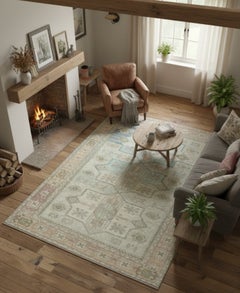 7.6x10.5 ft One of a kind Vintage Beige Large Area Rug, Handmade Turkish Carpet