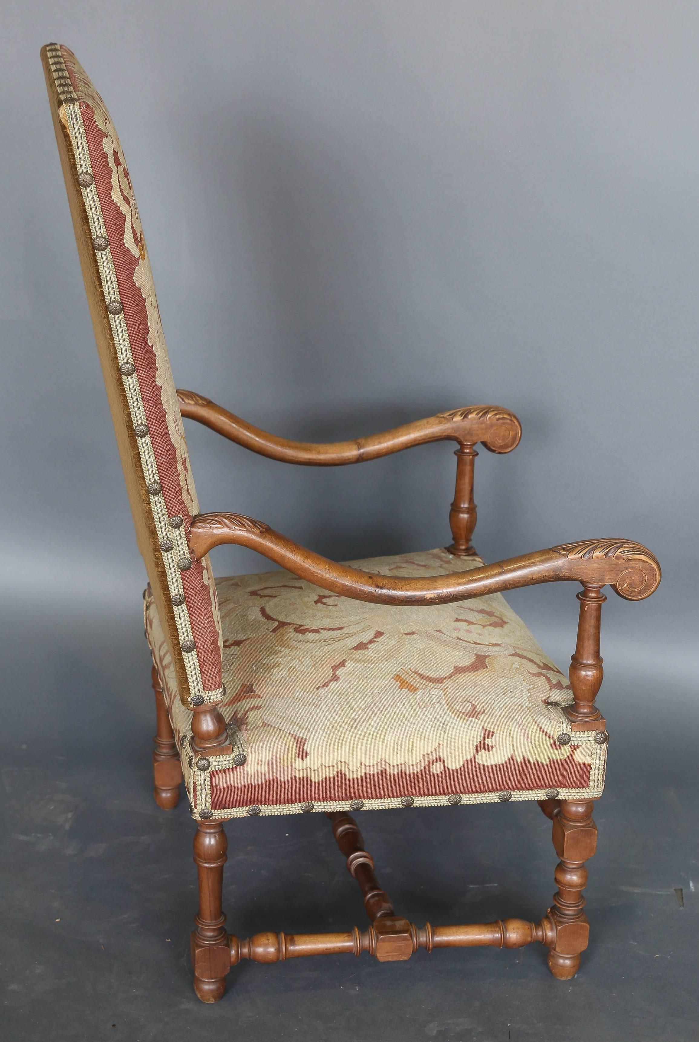 Antique 19th Century Louis XIII Needlepoint Chair For Sale 2