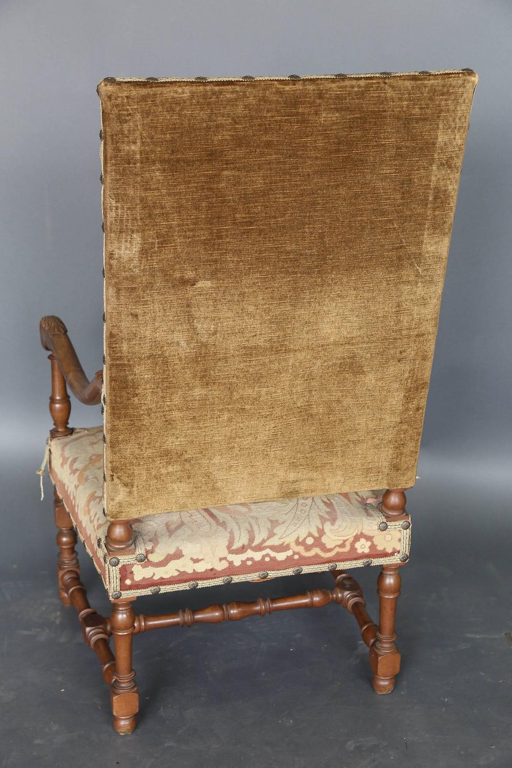 Antique 19th Century Louis XIII Needlepoint Chair For Sale at 1stdibs