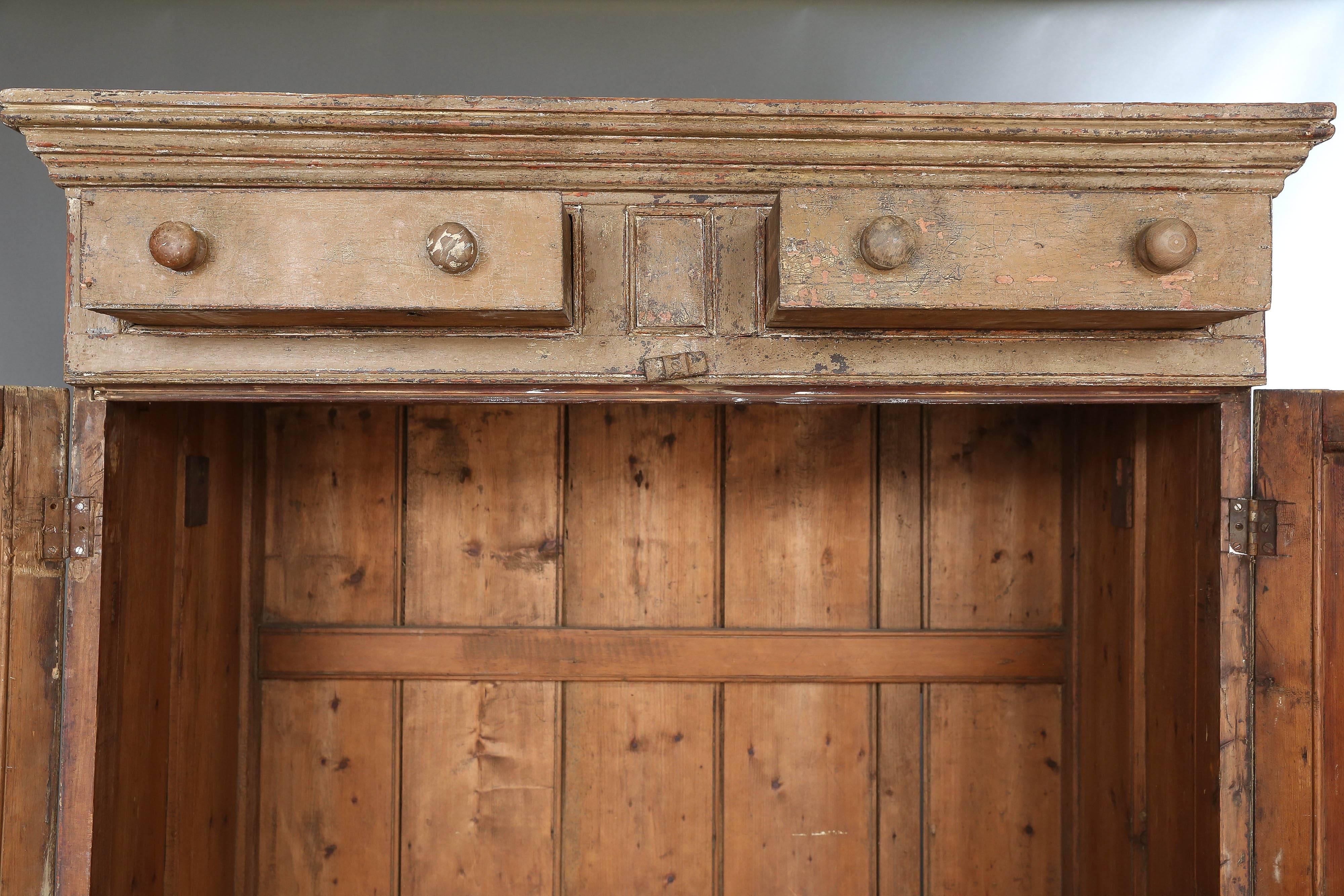 Wood Antique 19th Century Primitive Irish Cabinet