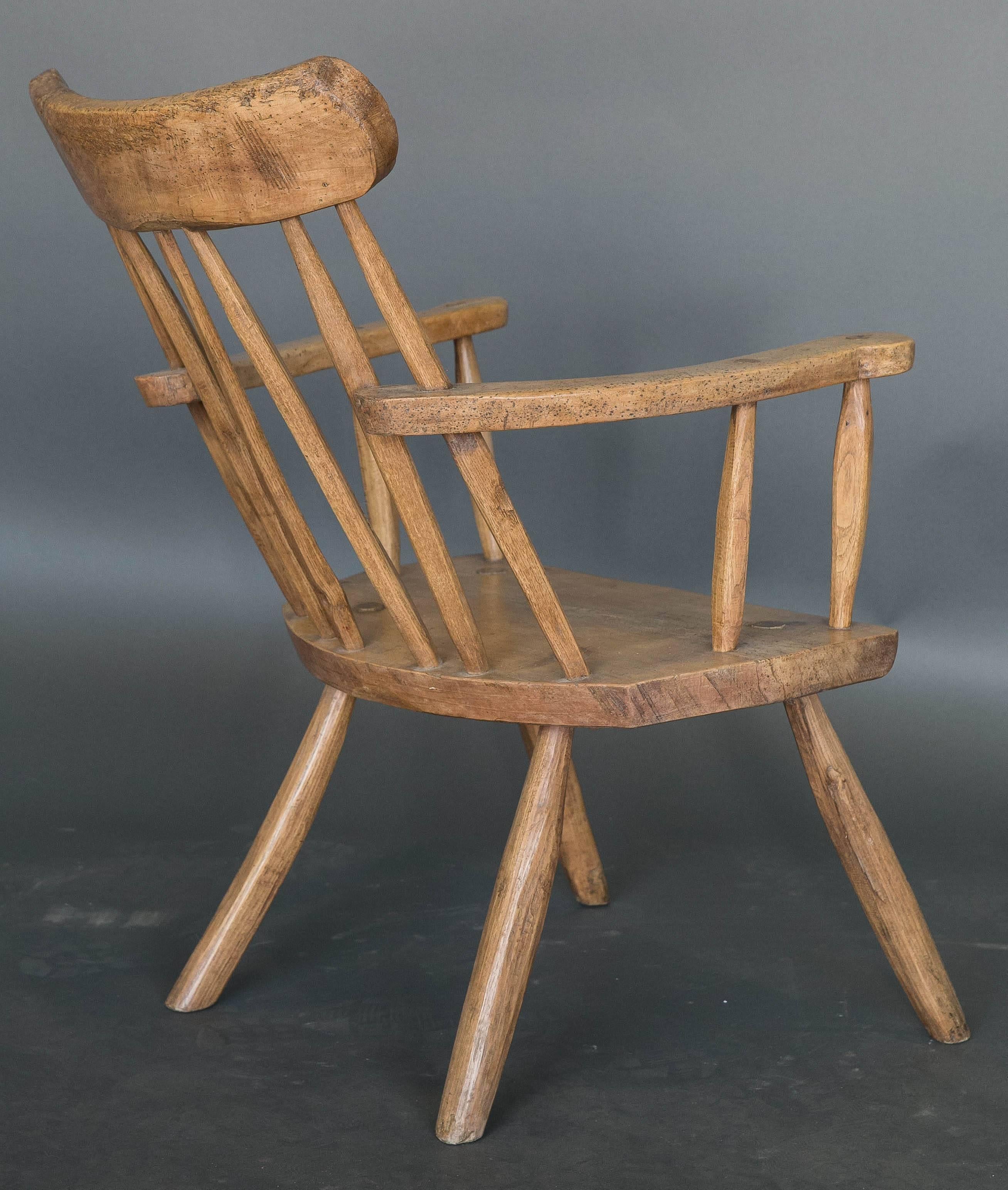 Antiker englischer primitiver walisischer Volkskunst-Sessel aus dem 19. Jahrhundert im Zustand „Hervorragend“ im Angebot in Houston, TX