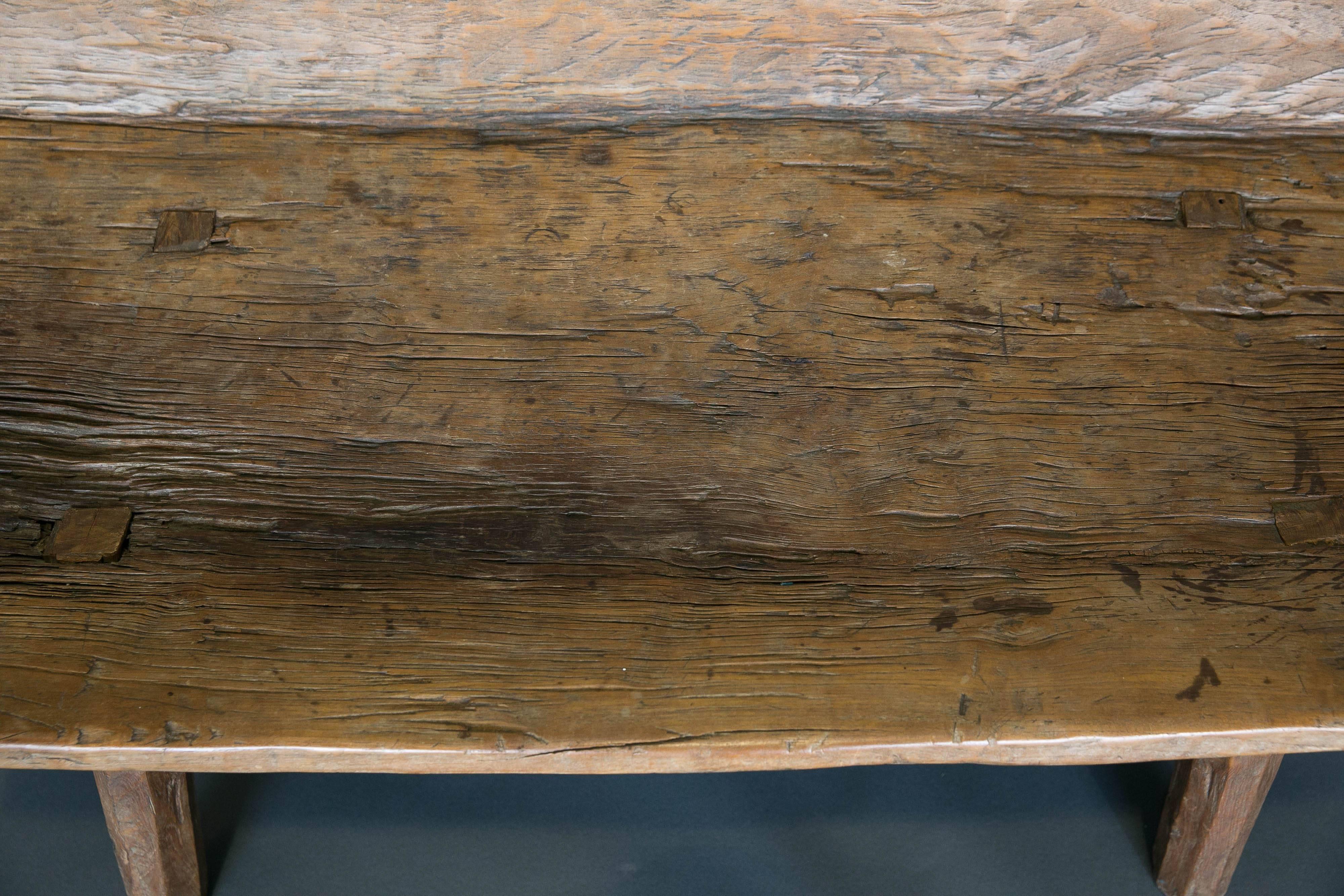18th Century and Earlier Antique 18th Century Primitive Bench from Spanish Pyrenees