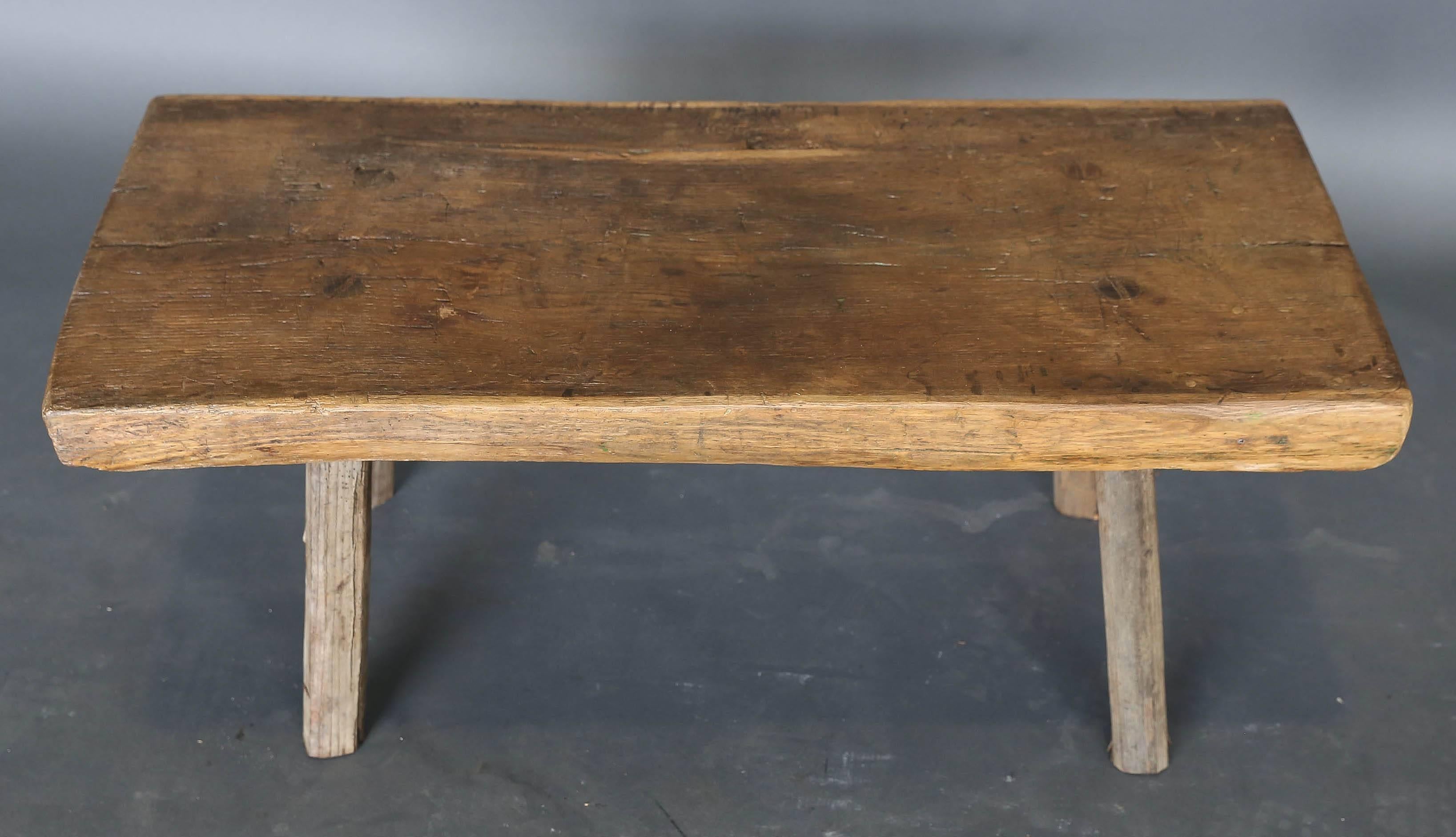 English Antique 19th Century Elm Table or Bench with Thick Top Slab