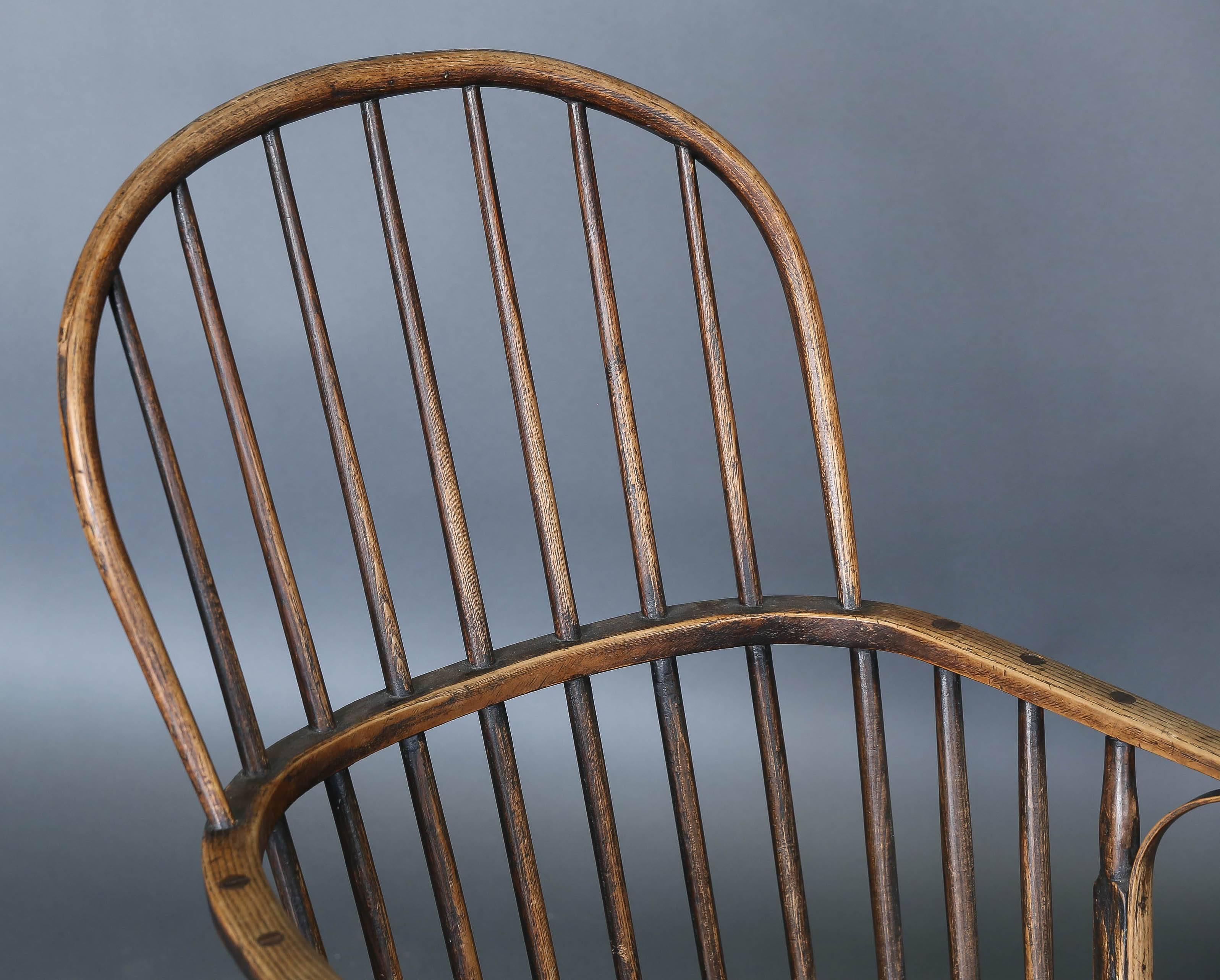 Antique 18th century windsor stick chair with turned front legs, England, circa 1740. Beautiful patina.