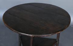 Antique 18th Century Elm Cricket Table with Shelf