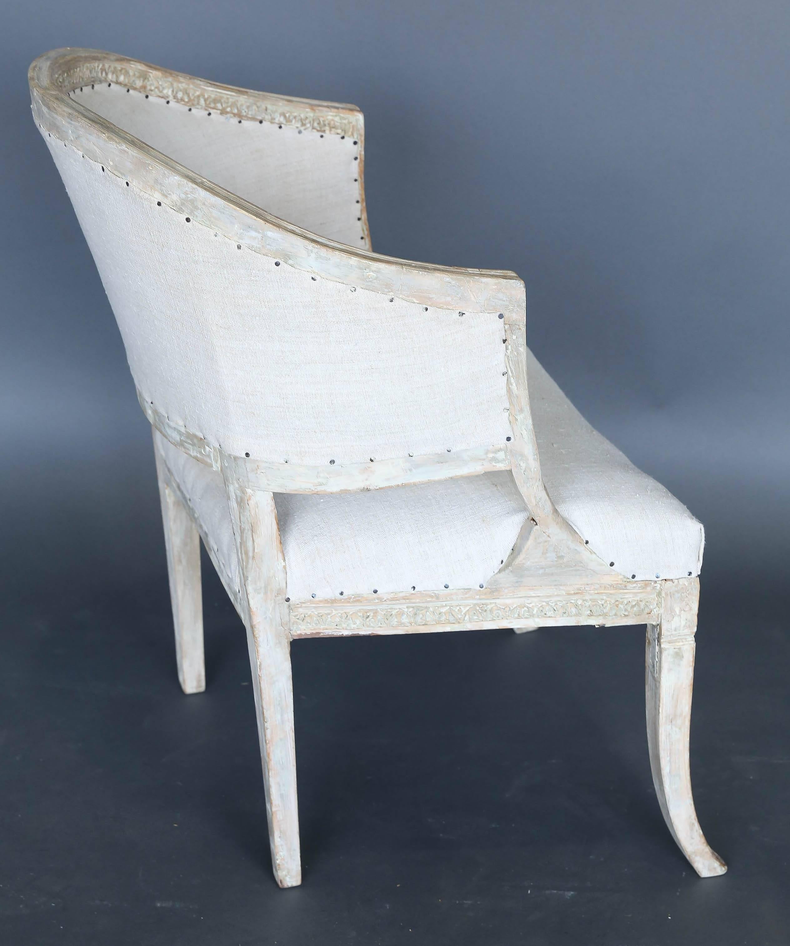 18th Century and Earlier Antique Pair of Swedish Gustavian Barrel Back Chairs