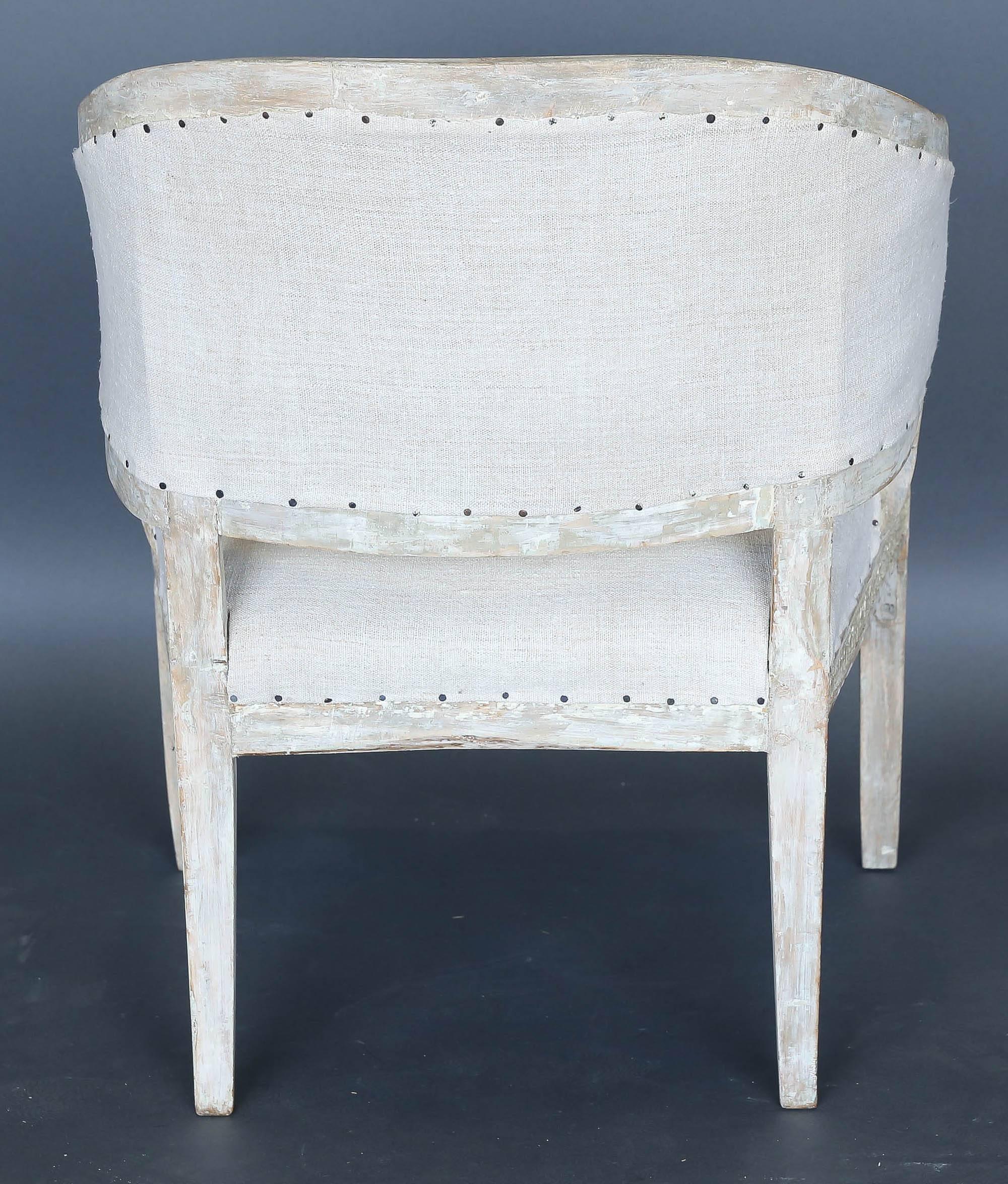 Upholstery Antique Pair of Swedish Gustavian Barrel Back Chairs