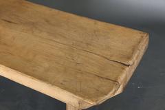 Antique Primitive 19th Century Elm Single Plank Top Bench or Coffee Table