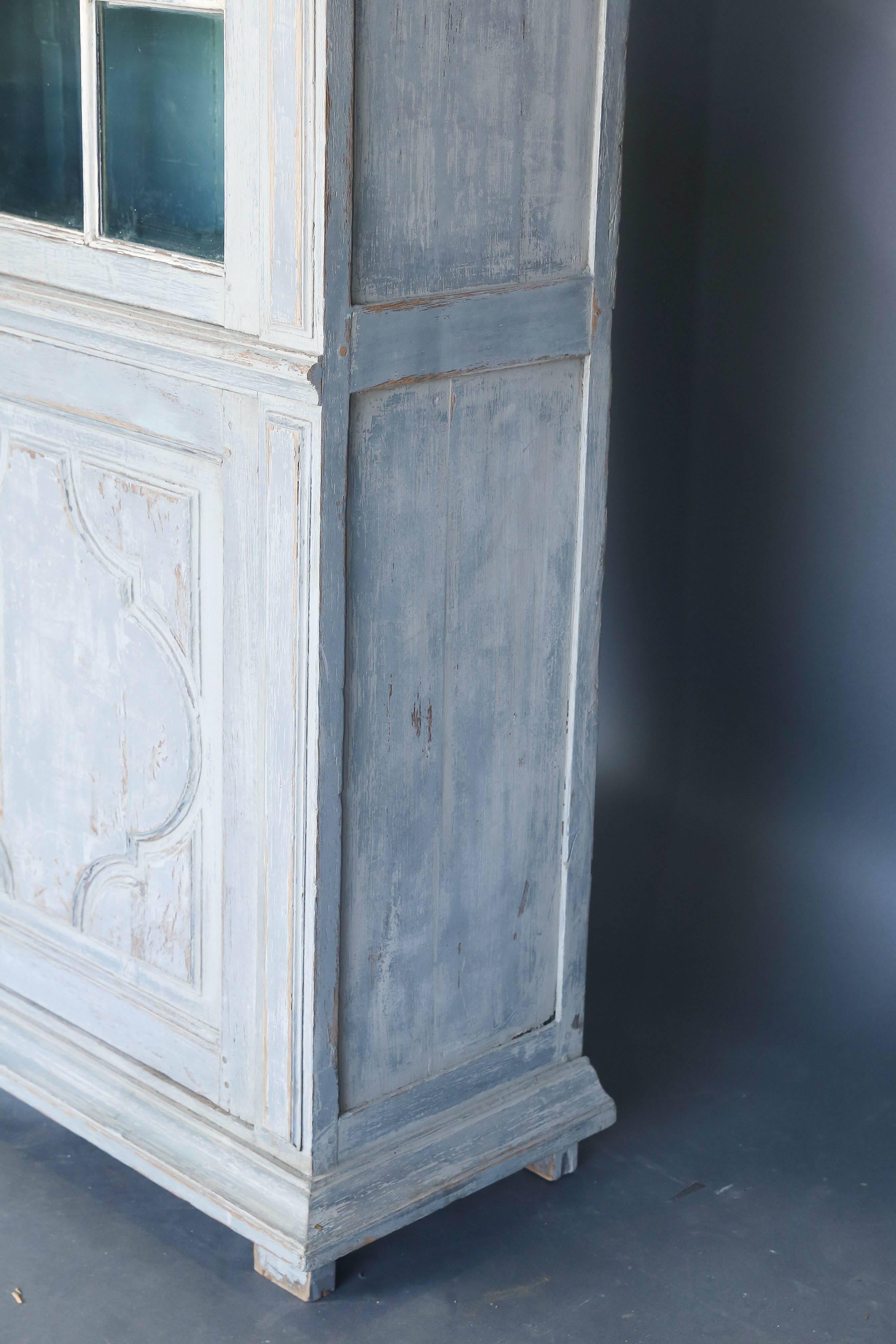 French Antique Narrow 18th Century Painted Louis XV Cabinet