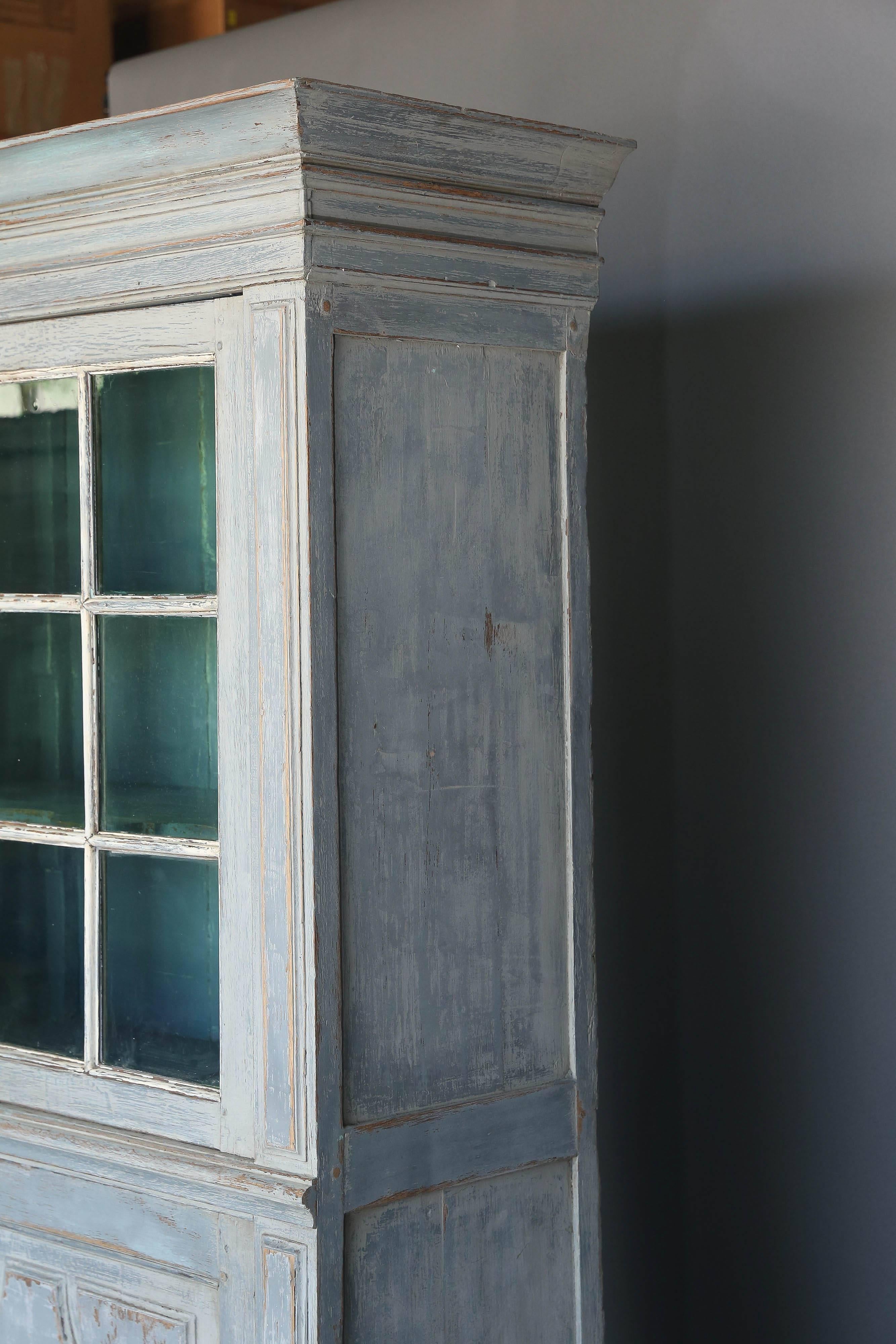 Antique Narrow 18th Century Painted Louis XV Cabinet In Excellent Condition In Houston, TX