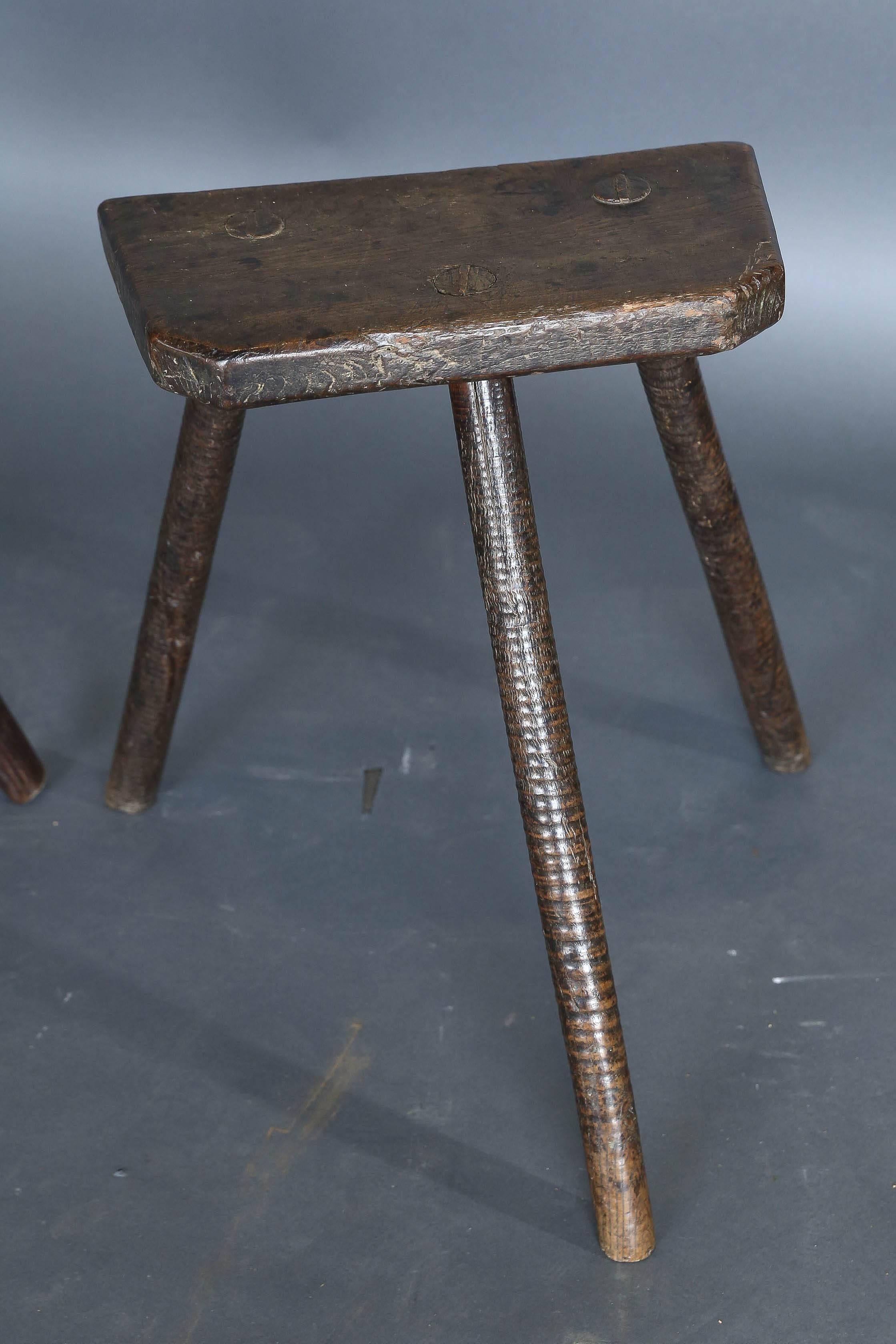 Early 19th century English cutler's stool used by workmen in the Sheffield Cutlery Company. Legs have ribbed: 22