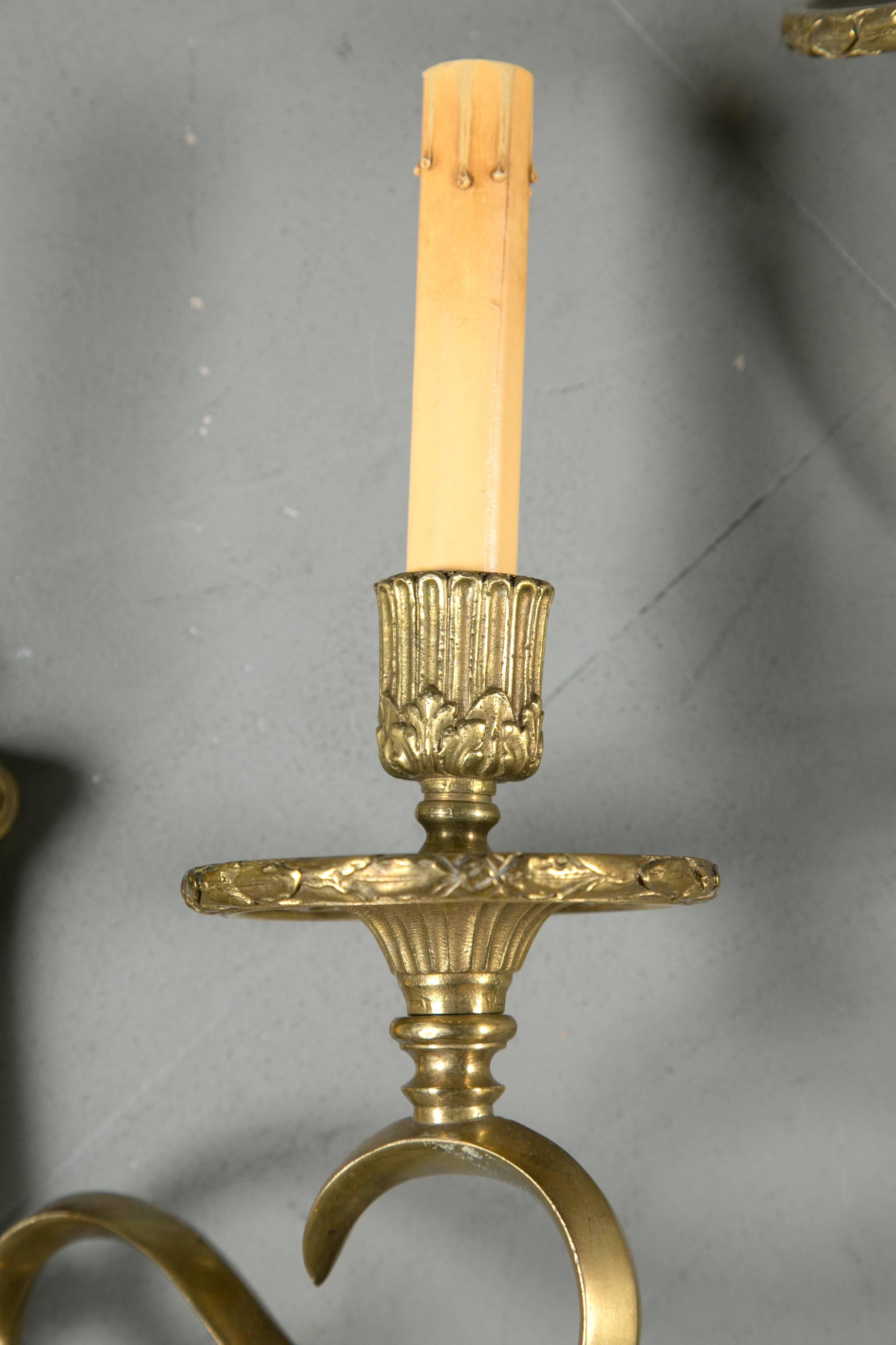 Pair of Gilt Bronze Sconces In Excellent Condition For Sale In Stamford, CT