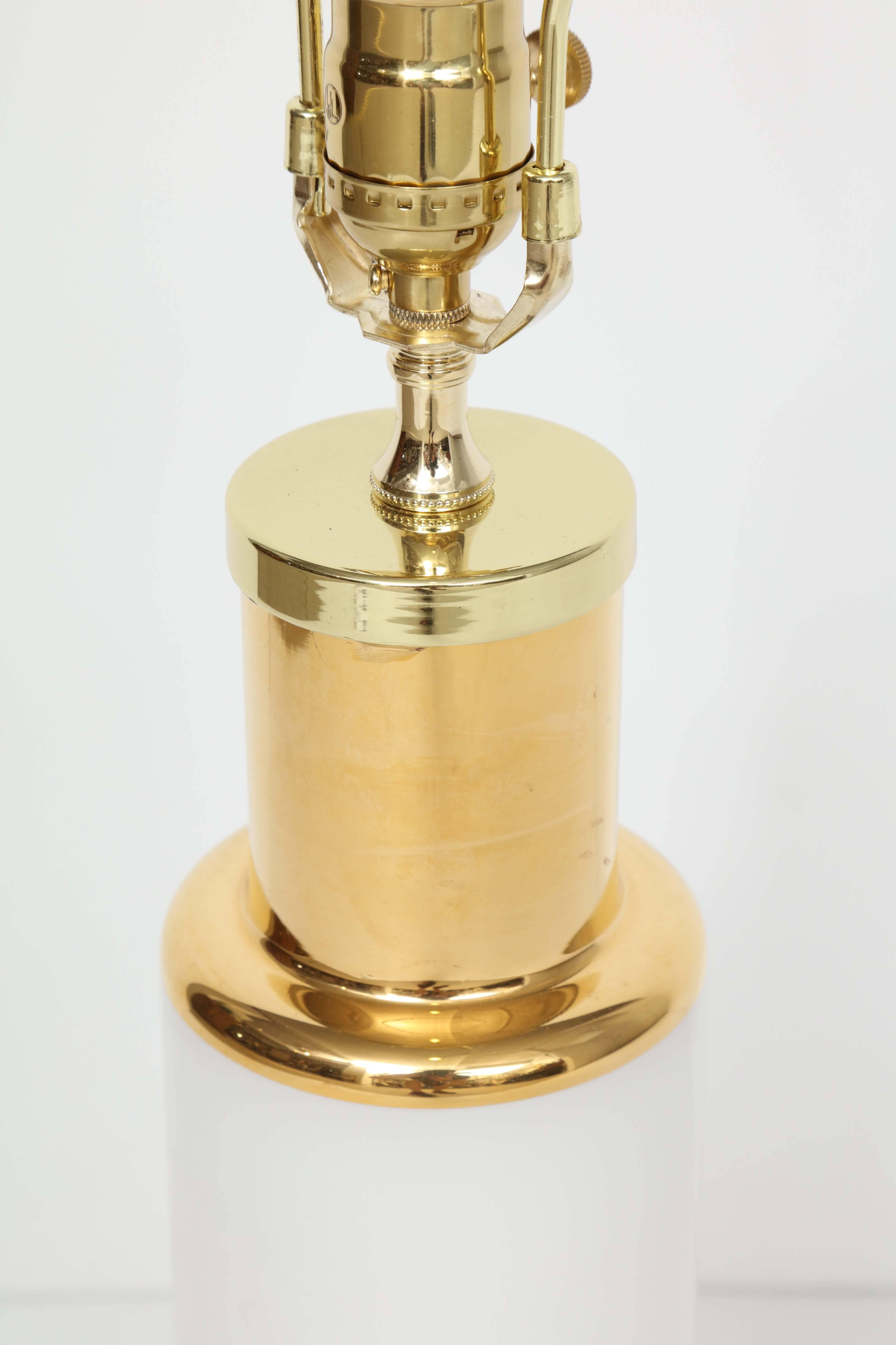20th Century Luxus White Glass & Gold Trim Lamps