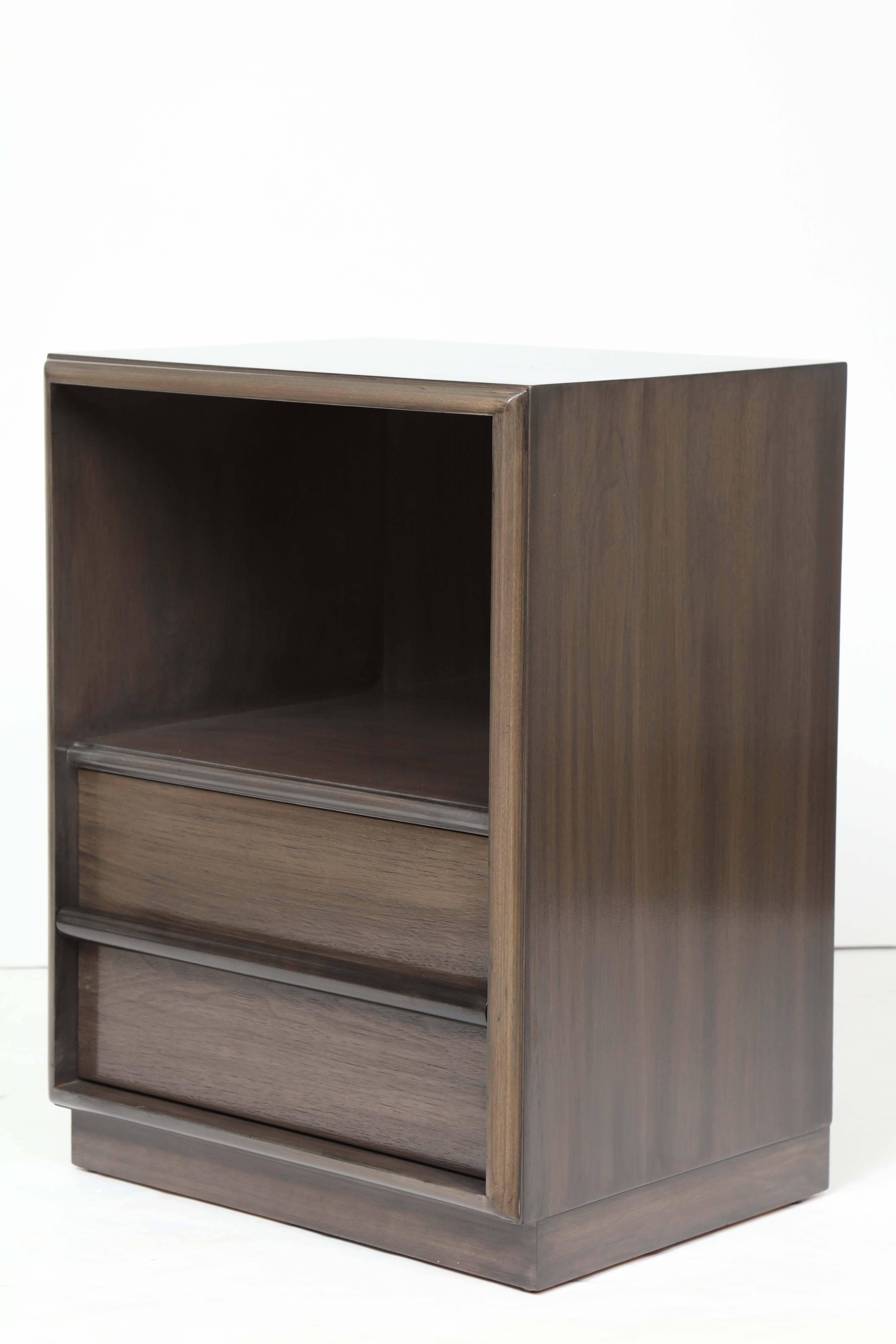 20th Century Custom Stained Brown/Grey Night Stands by Robsjohn-Gibbings