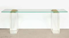 Lucite Console Table with Massive Solid Lucite Columns