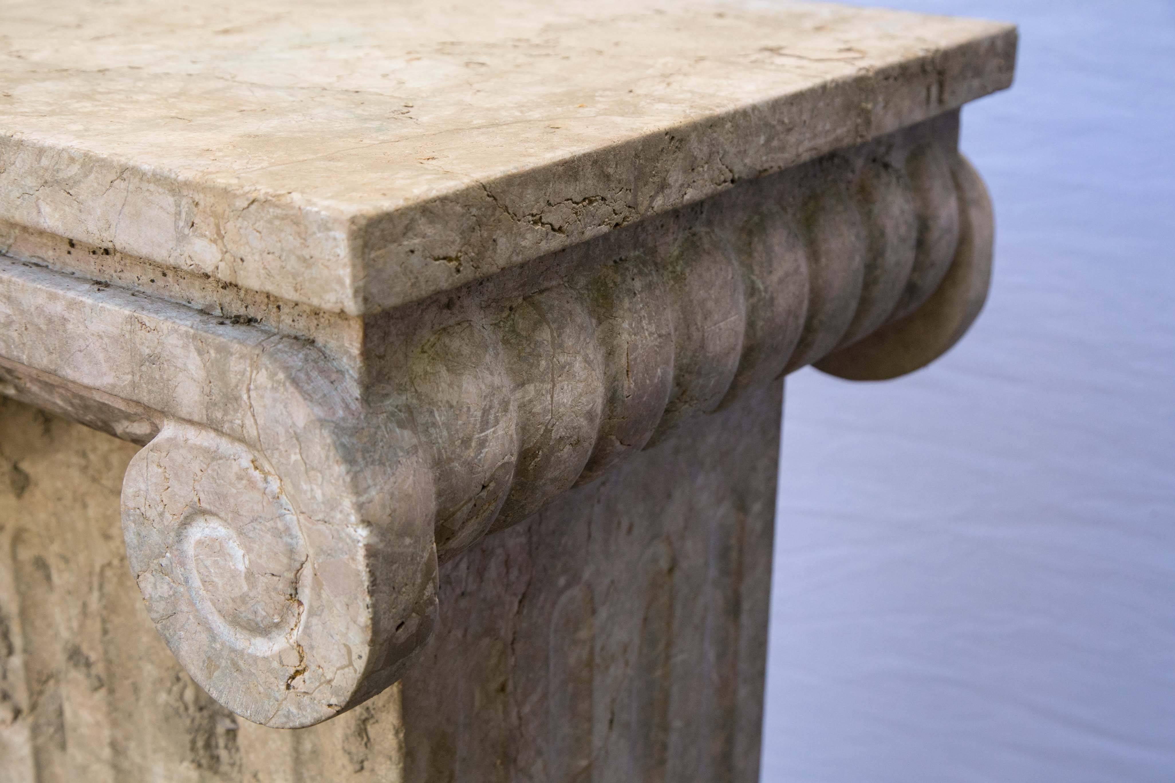 20th Century Pair of Carved Marble Columns