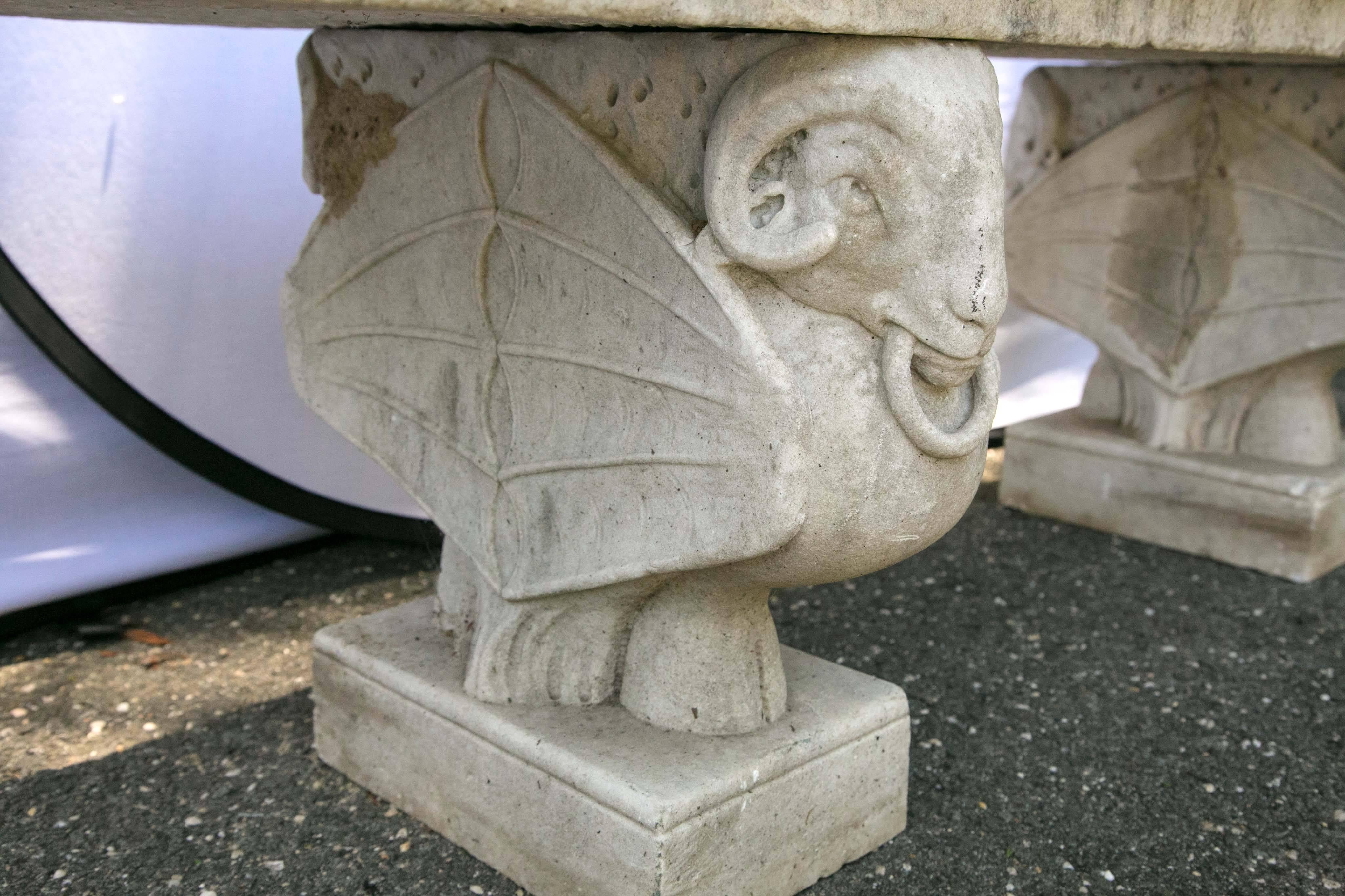 Carved Marble Bench In Good Condition For Sale In Mt. Kisco, NY