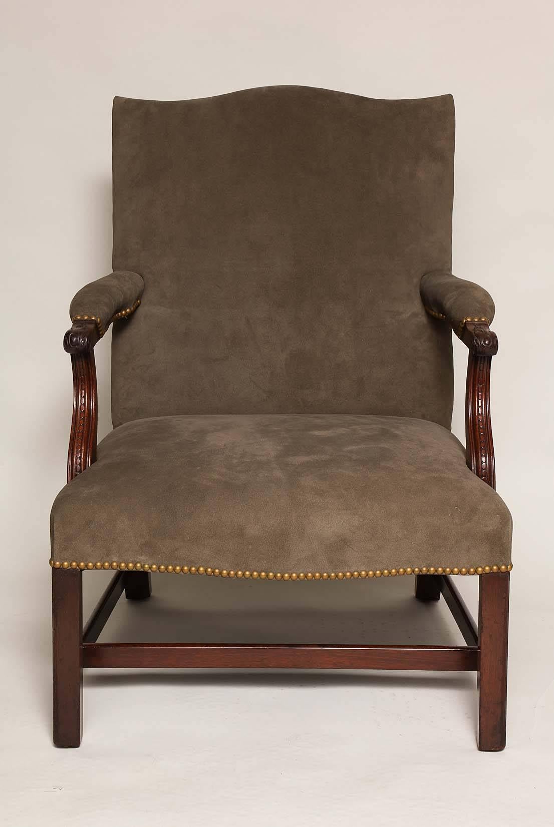 Pair of George III Style Library Armchairs 3
