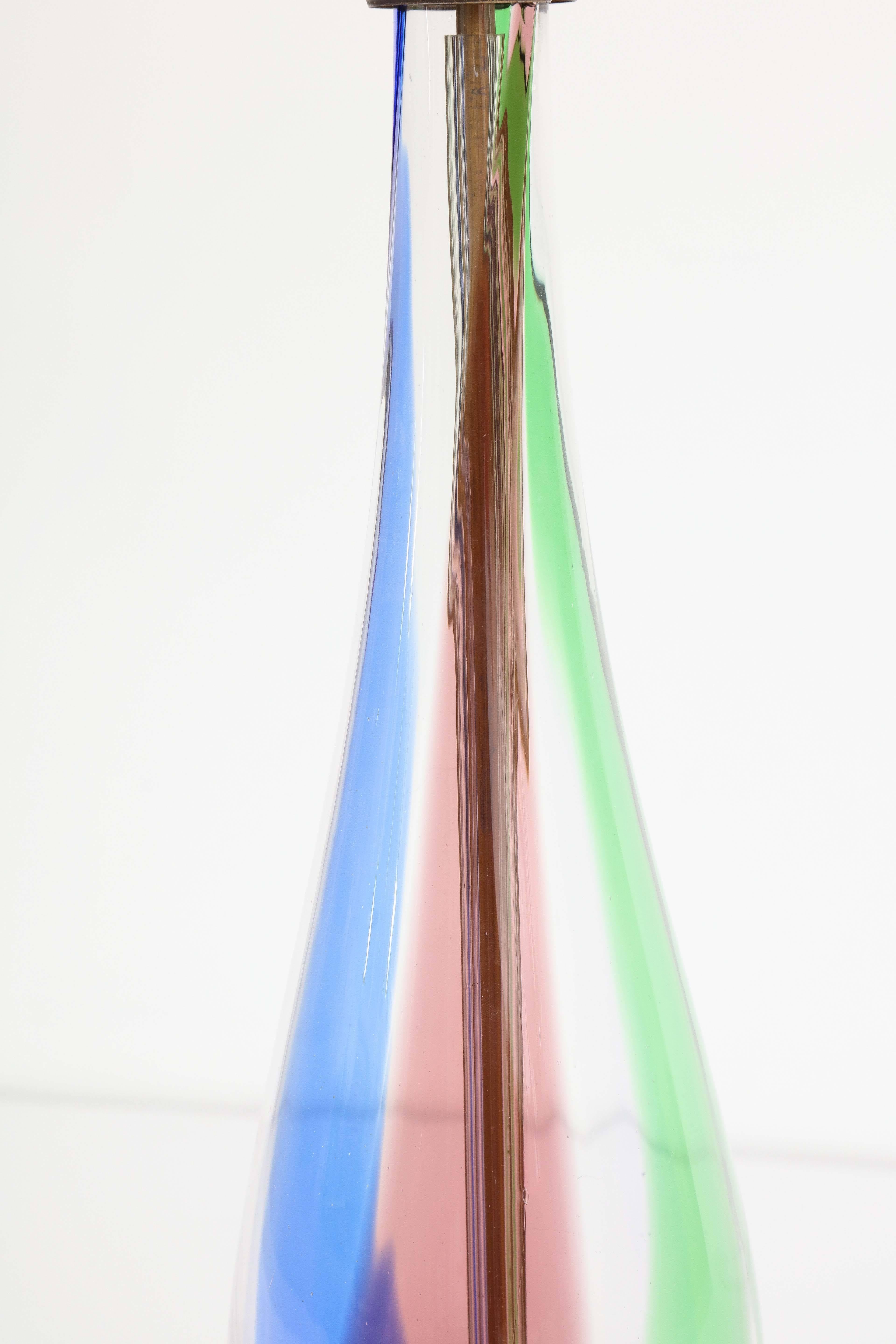 Mid-Century Modern Pair of 1950s Italian Multi-Color Glass Table Lamps