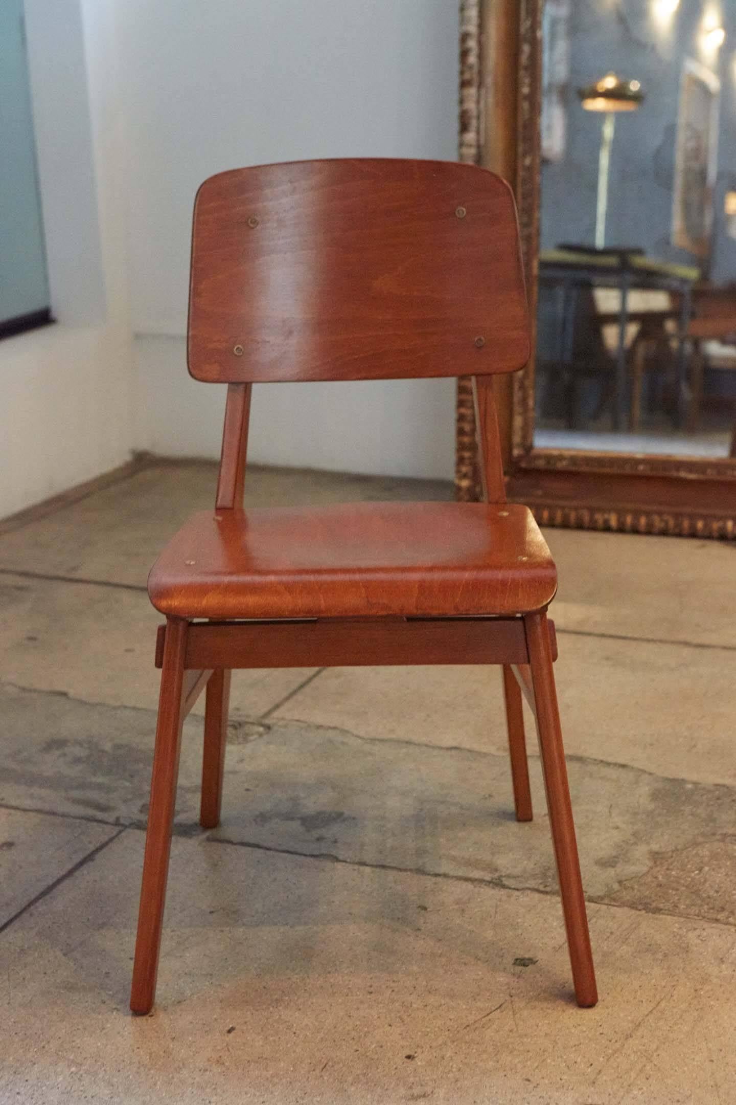 Set of Jean Prouvé Chaise en Bois, France, 1940 In Good Condition In Los Angeles, CA