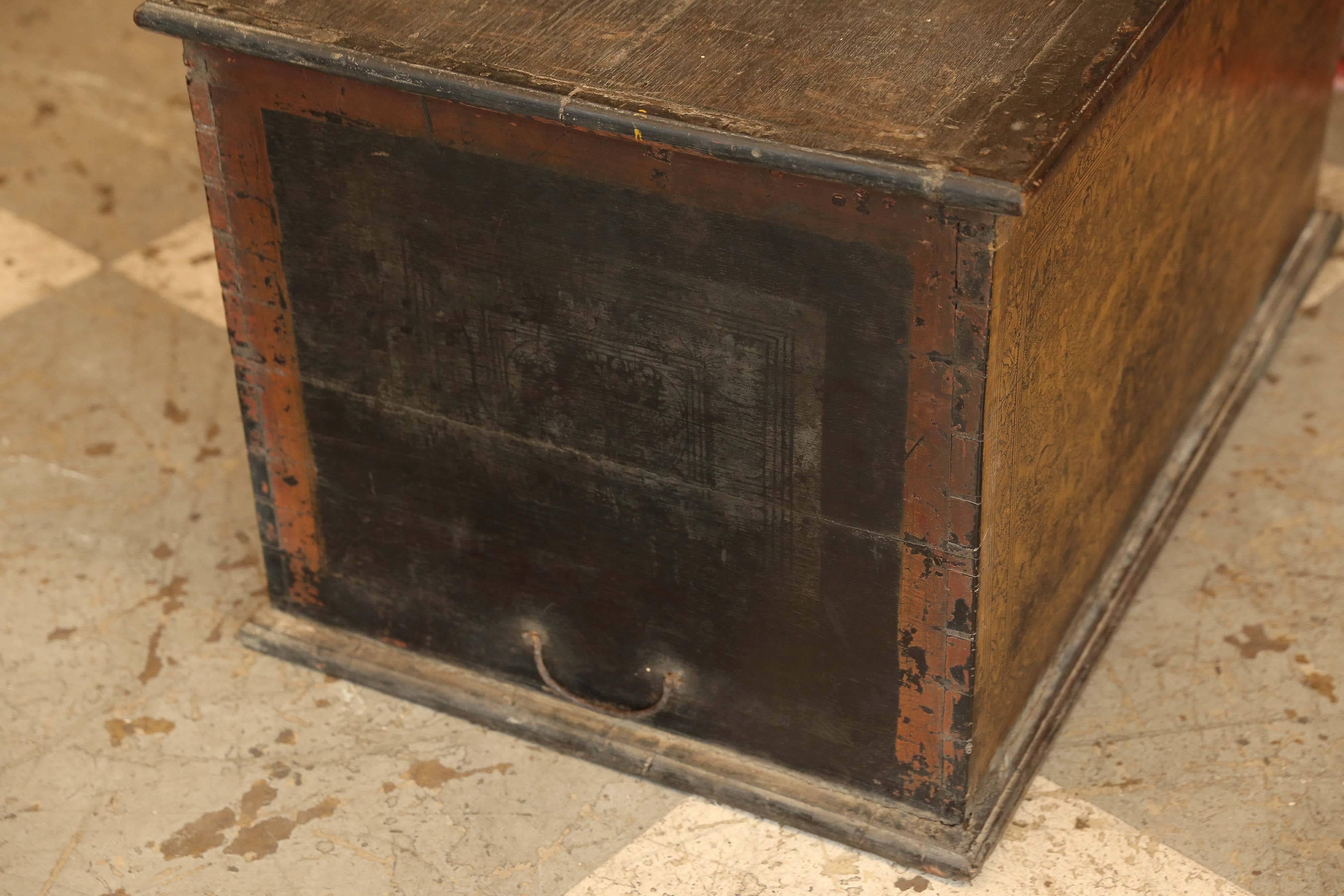 Wood 19th Century Burmese Trunk with Gilt Detail