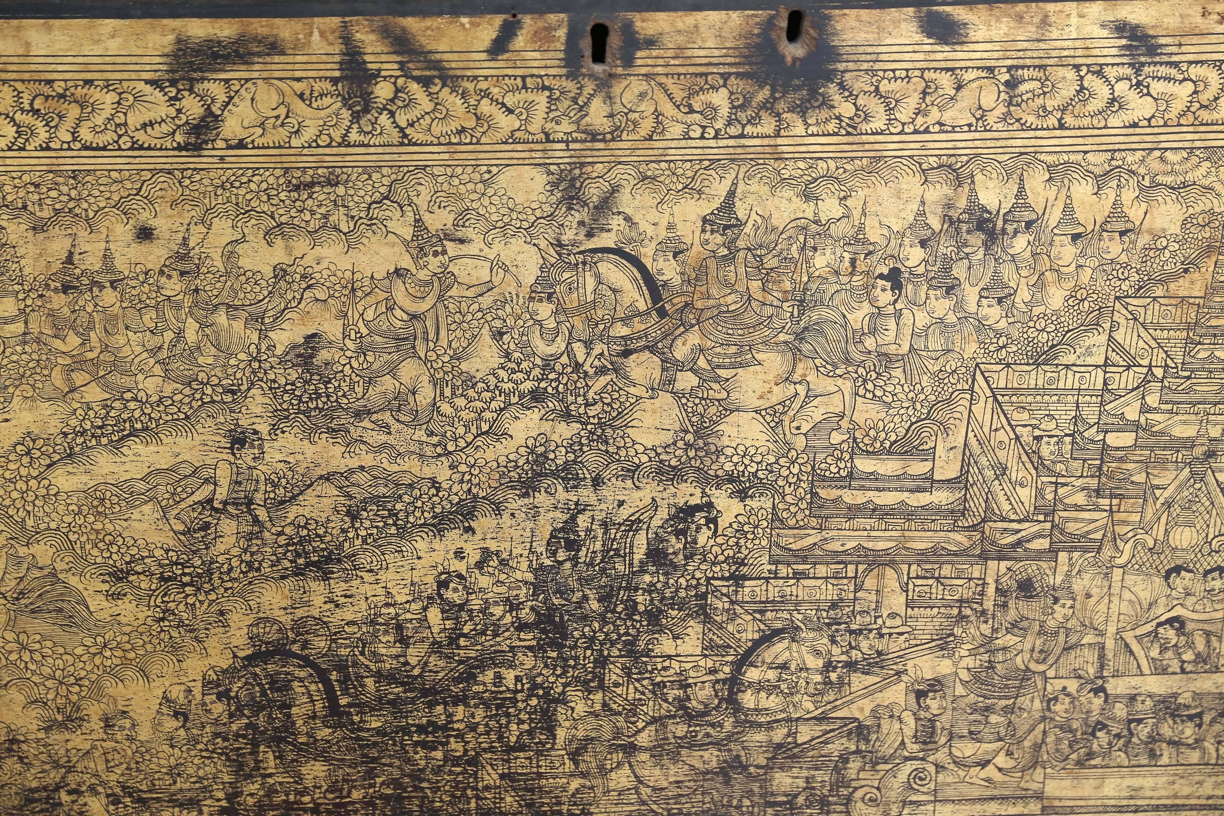 19th Century Burmese Trunk with Gilt Detail 5