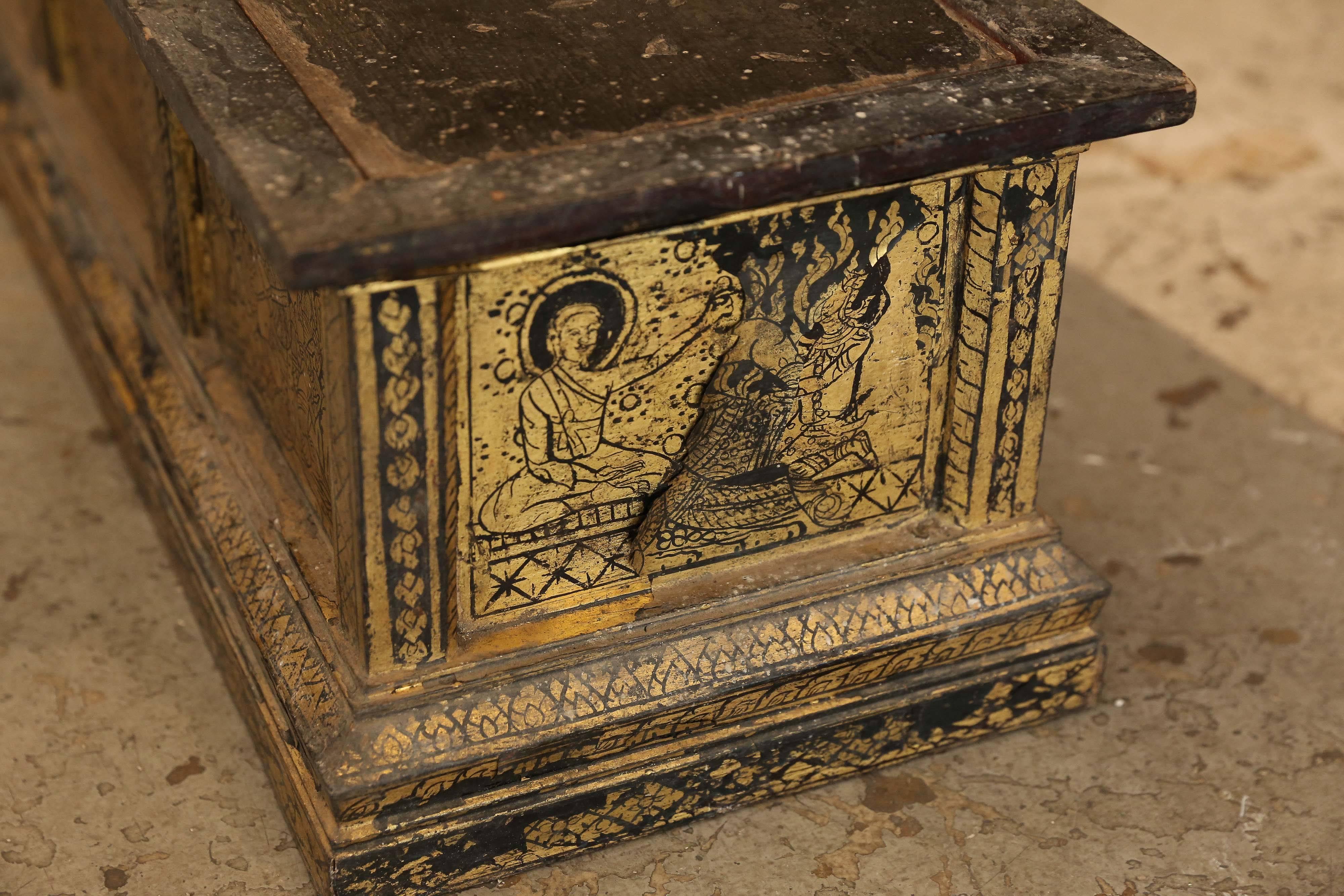 19th Century Thai Parcel-Gilt Buddhist Scroll Processional Box 5