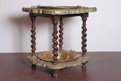 18th Century Spanish Brass and Copper "Brasero" with Walnut Barley Twist Legs
